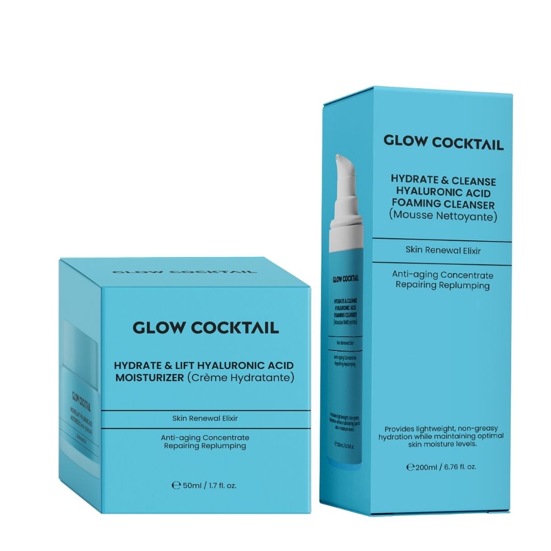 GlowCocktail London Hydrate & Lift Hyaluronic Acid Moisturizer 50Ml   Hydrate & Cleanse Hyaluronic Acid Foaming Cleanser 200Ml