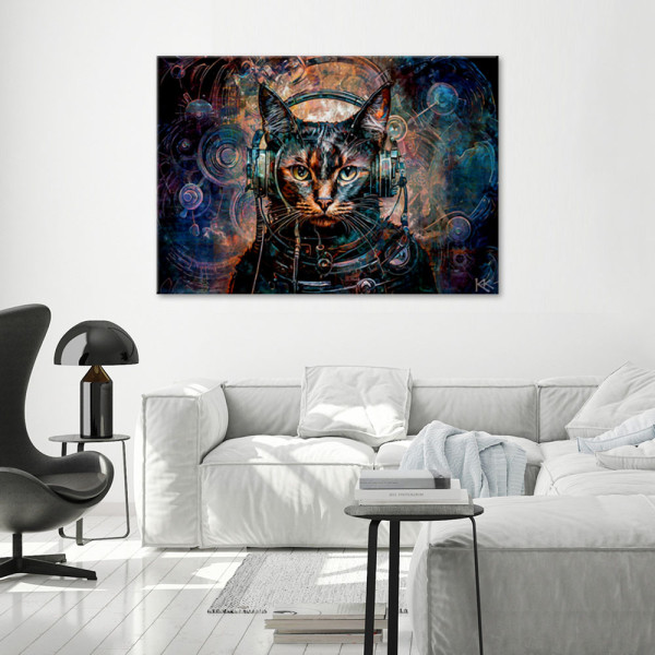 Feeby Obraz na płótnie, Futurystyczny kot Abstrakcja 60x40