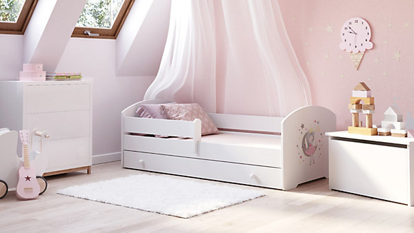 LUK lit enfant avec tiroir et barreau 160x80 princesse endormie