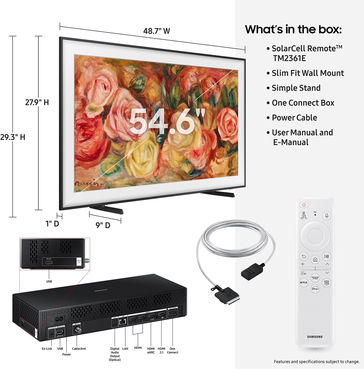 SAMSUNG 55-Inch Class QLED 4K LS03D The Frame Series Quantum HDR Smart TV w/Dolby Atmos  Art Mode  Anti-Reflection  Customizable Frame  Slim Fit Wall Mount with Alexa Built-in (QN55LS03D  2024 Model)