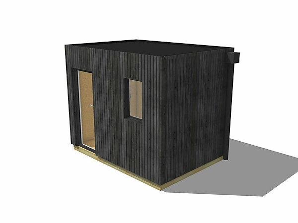 Bureau de jardin habitable en bois 3,3 x 2,4 x 2,7 m avec plancher isolé
