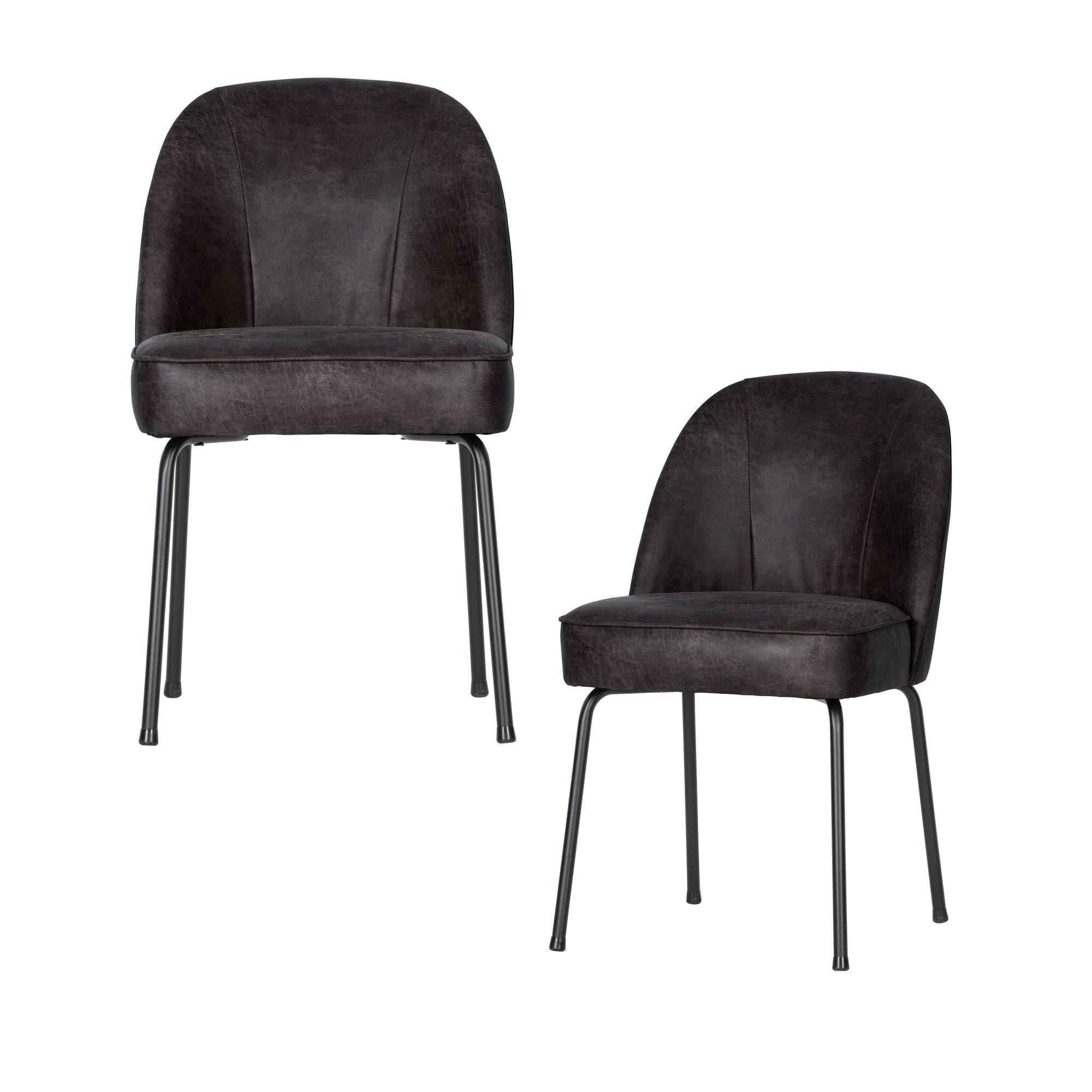 WOOOD eetkamerstoelen Vogue- Leer - Zwart - Set van 2