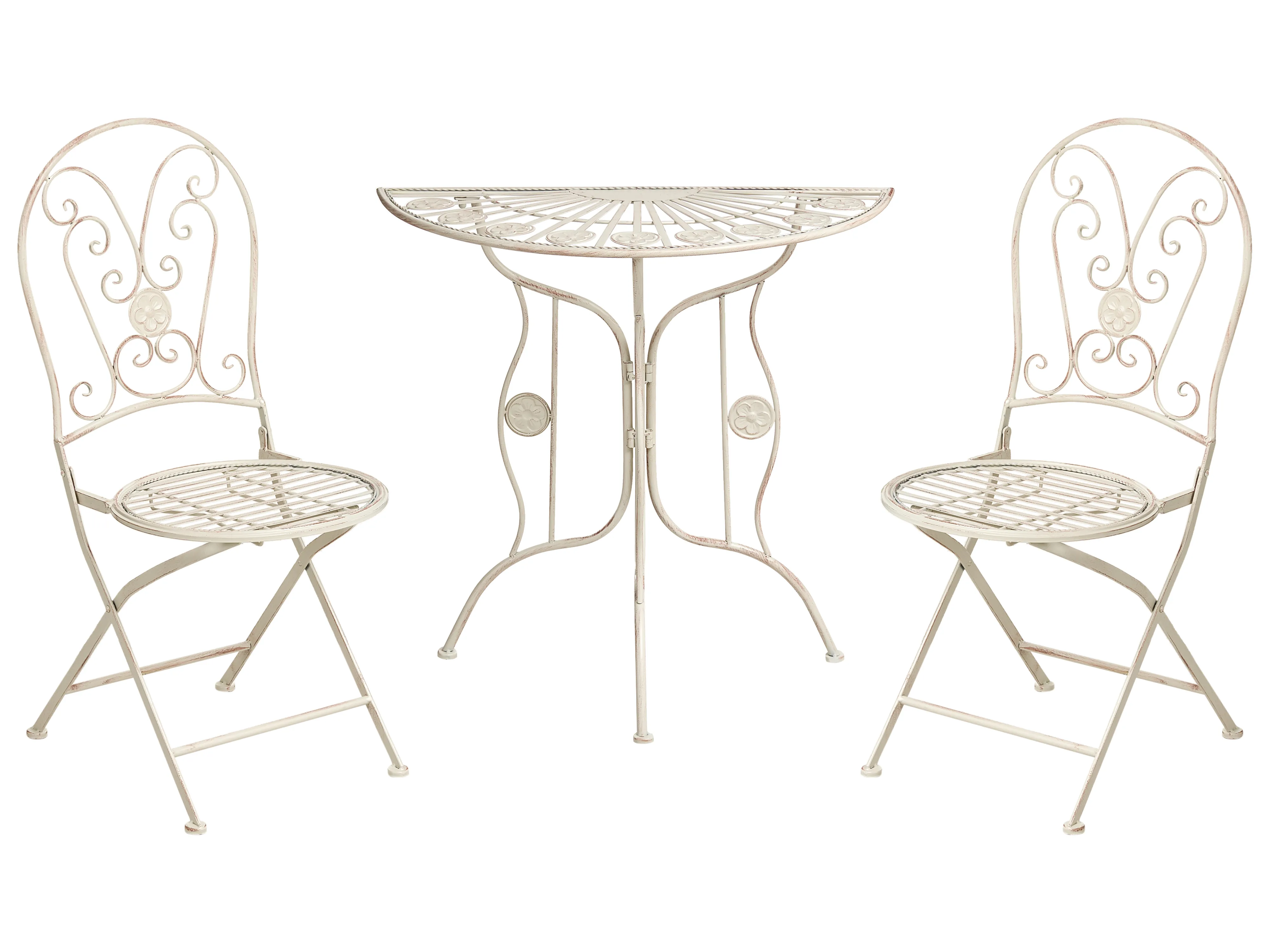 Bistro Set Folding COGGIA Metal Light Beige
