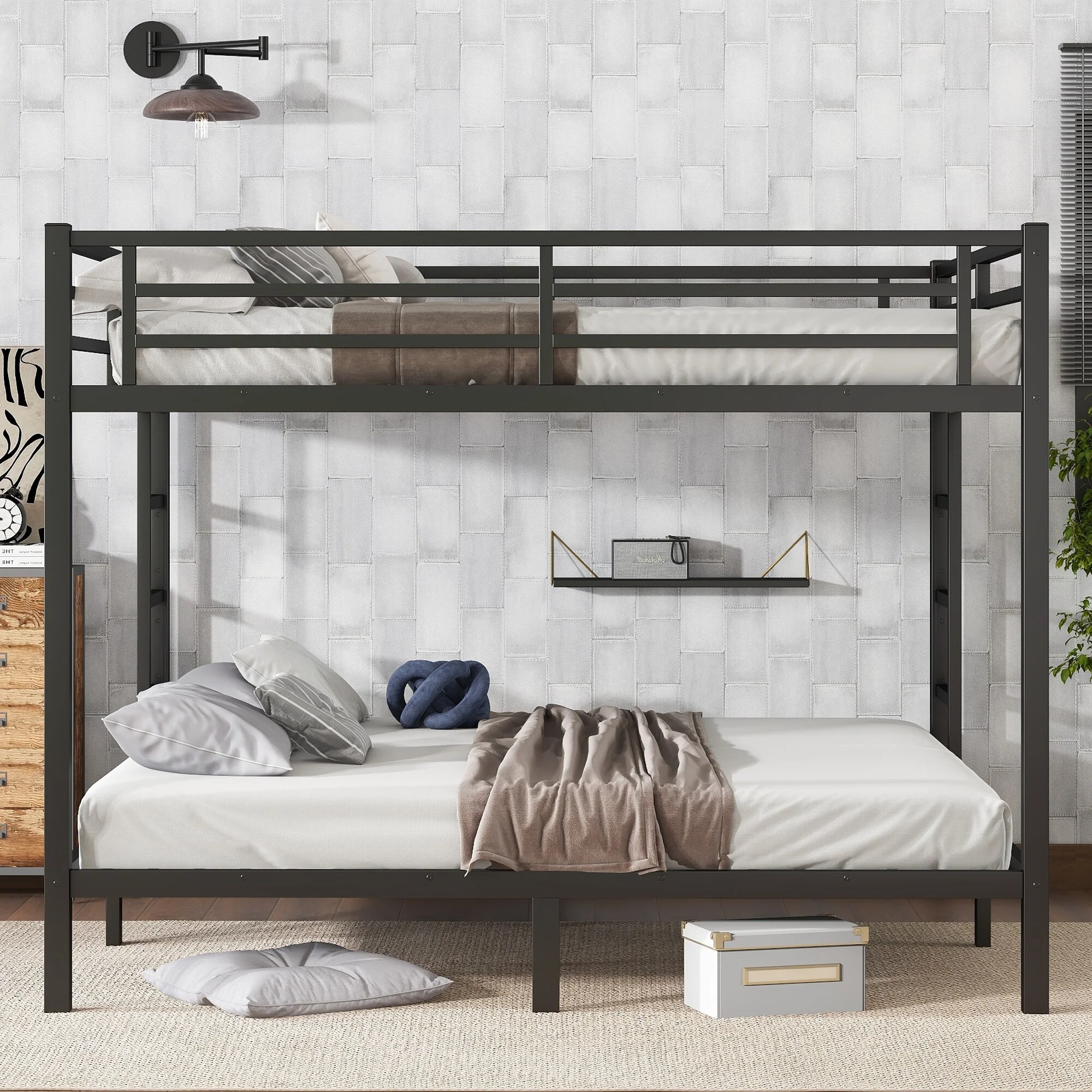 Metal king over king Bunk Bed for Teens and Adults,Space-Saving/Noise Reduced/No Box Spring Needed