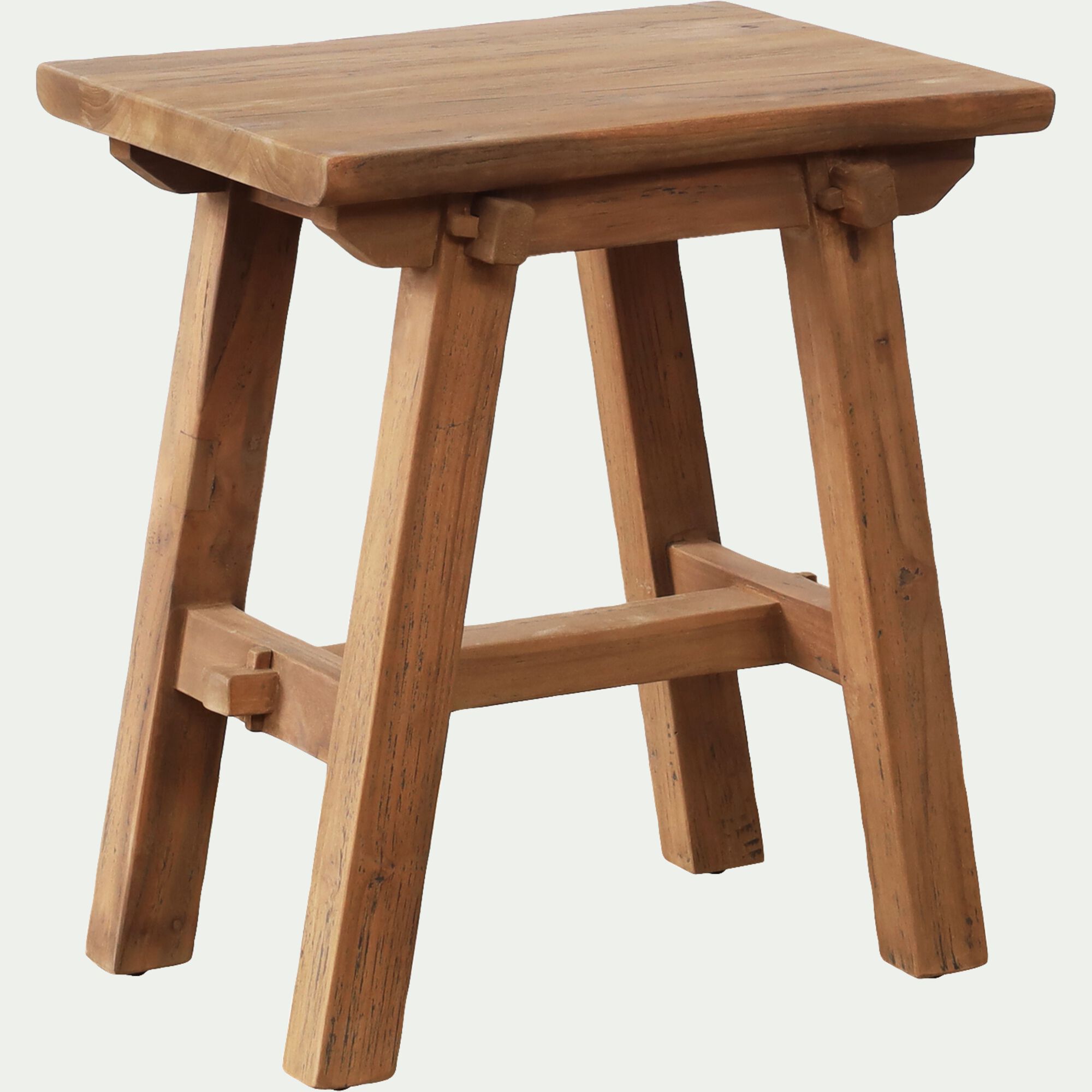 VANITY - Tabouret bas en teck recyclé H45cm - bois foncé