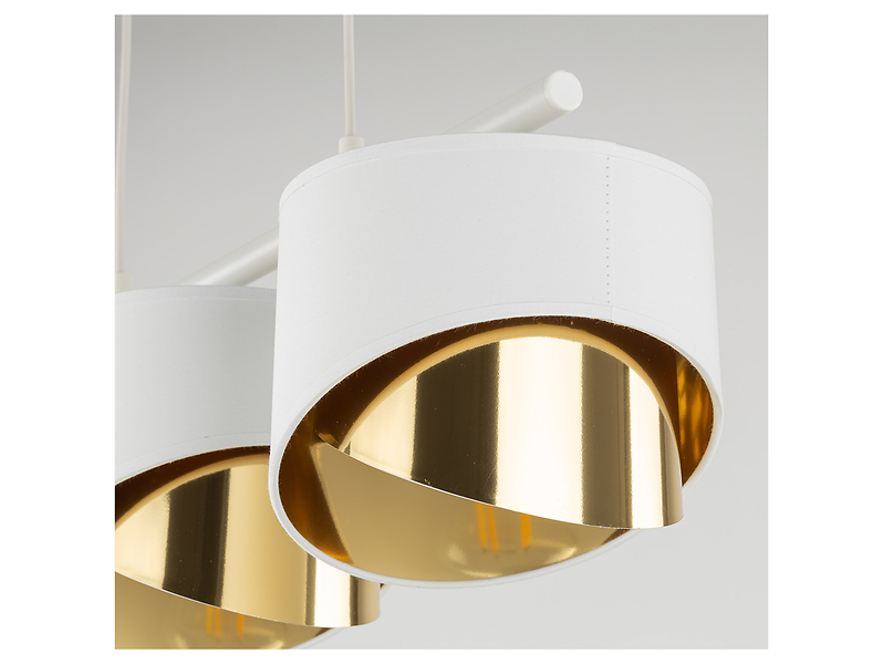 Lampa wisząca Grant 3-punktowa tkaninowa biało-złota