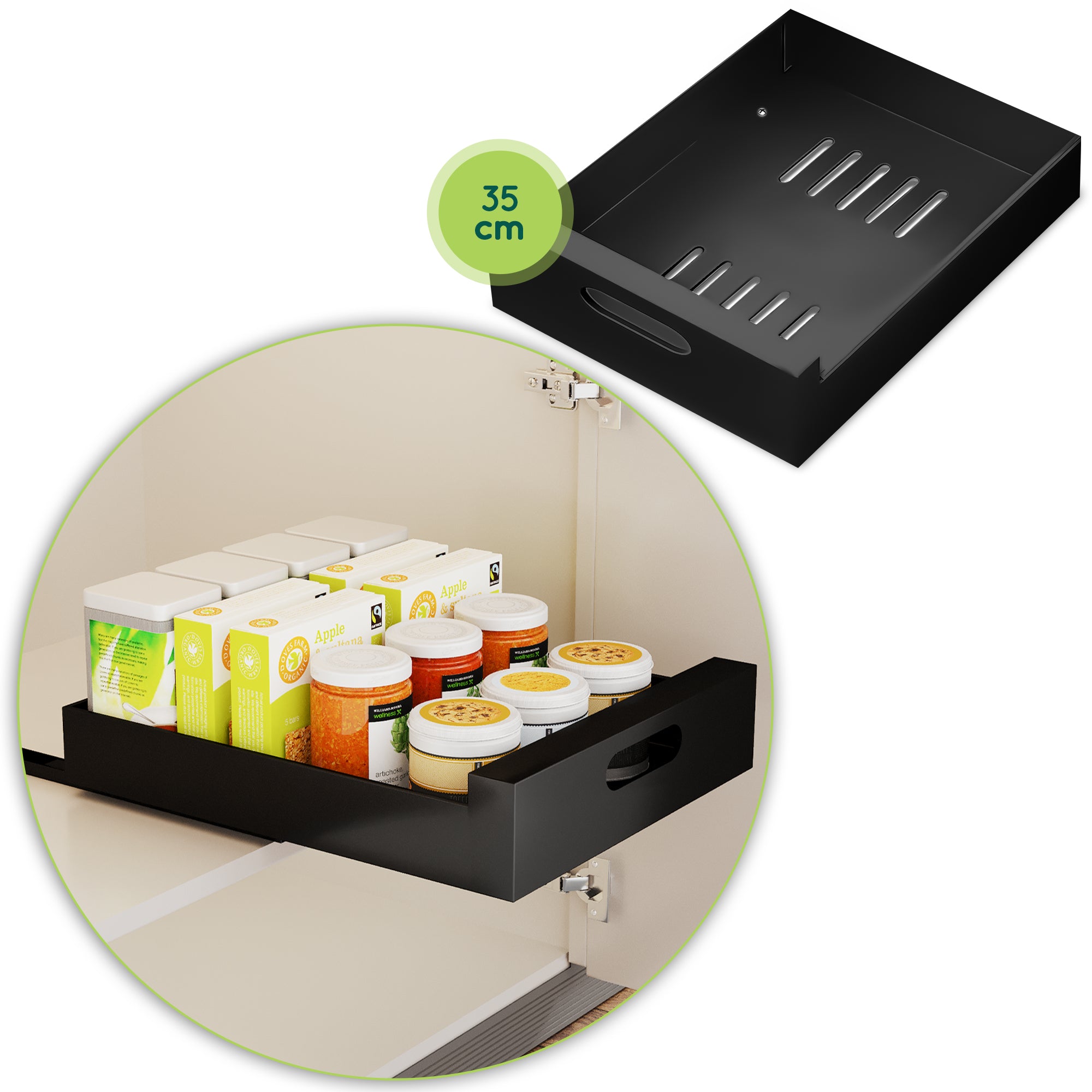 XIVADA Keukenkast organizer - Schuiflade - Aluminium - 35 cm - Zwart