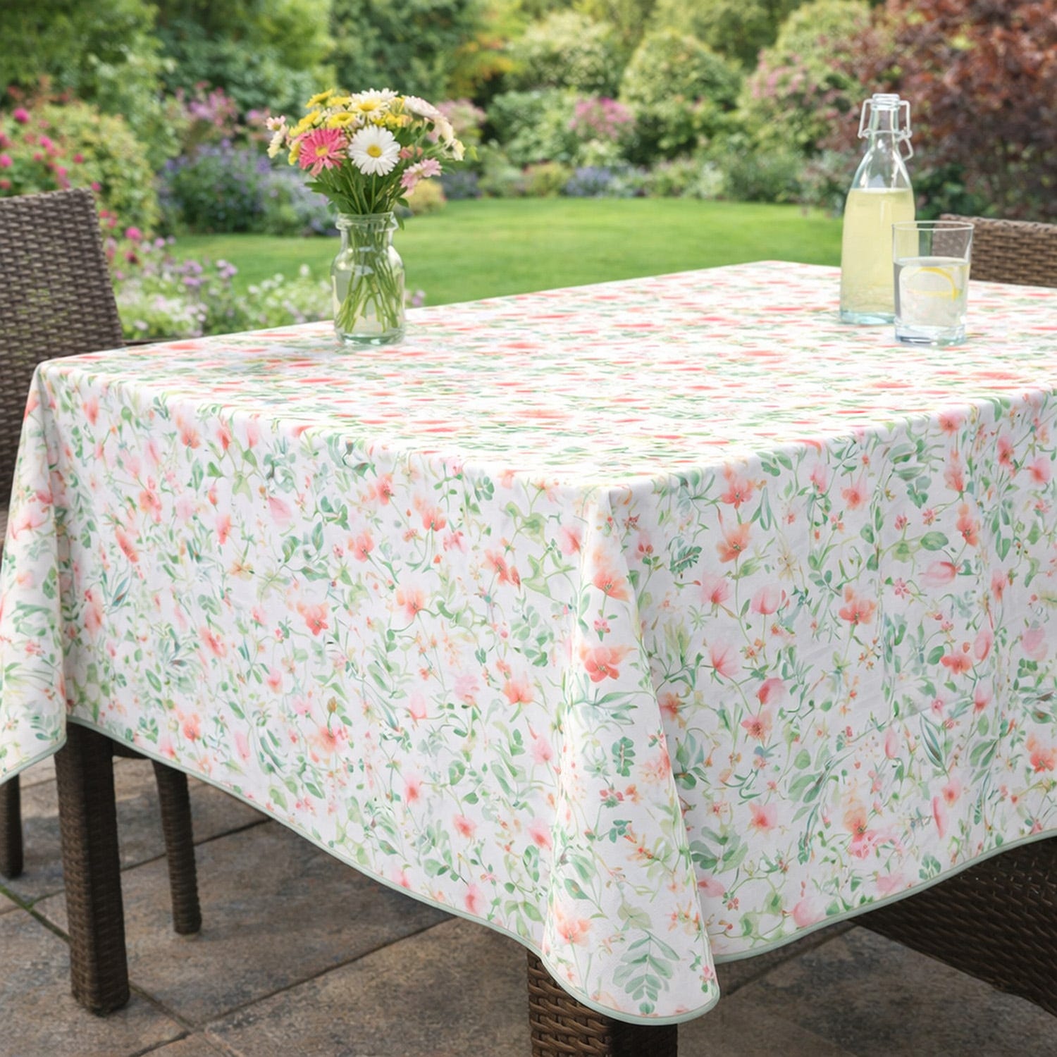 Tovaglia antimacchia 140x180 cm fiori primaverili