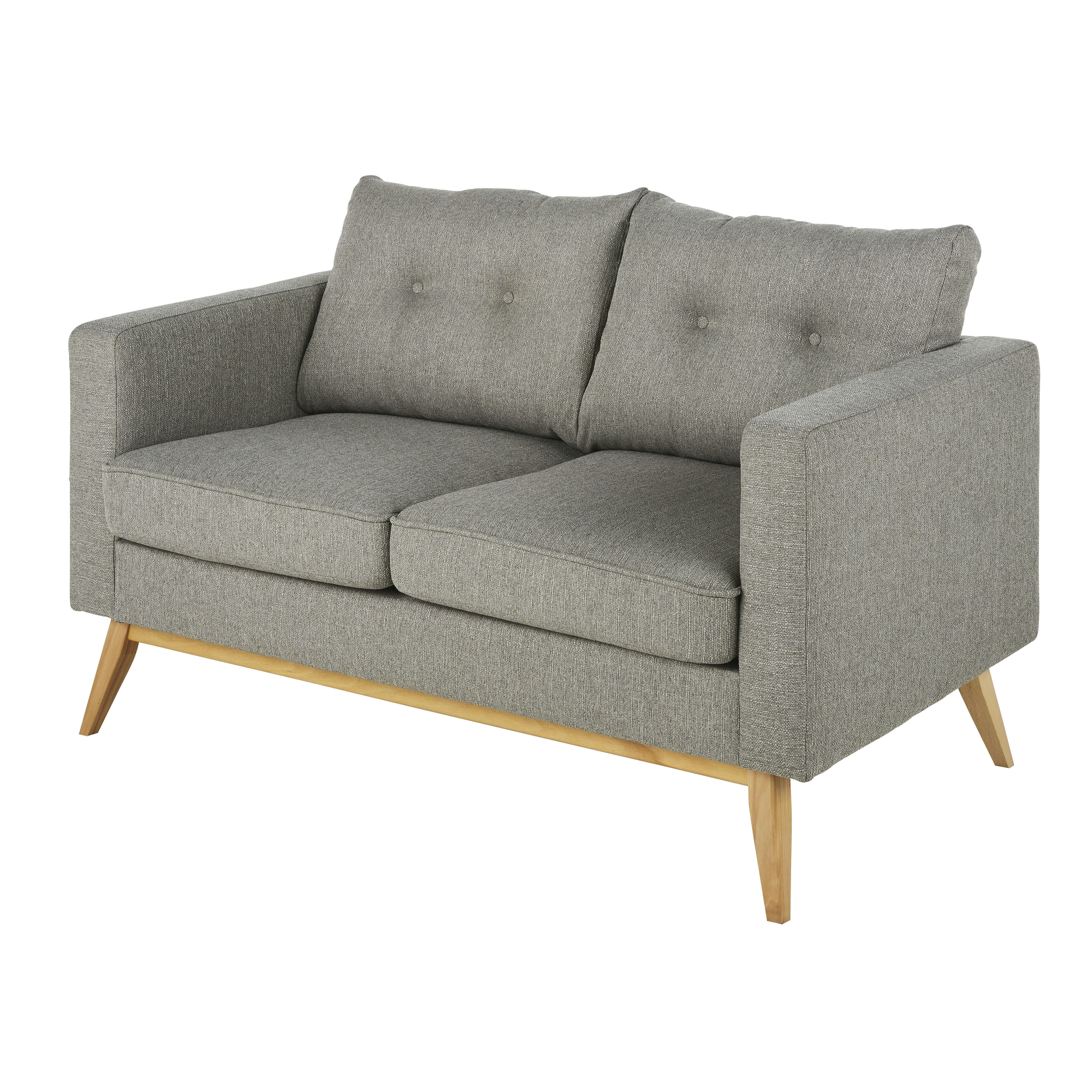Brooke - Canapé style scandinave 2 places gris clair chiné