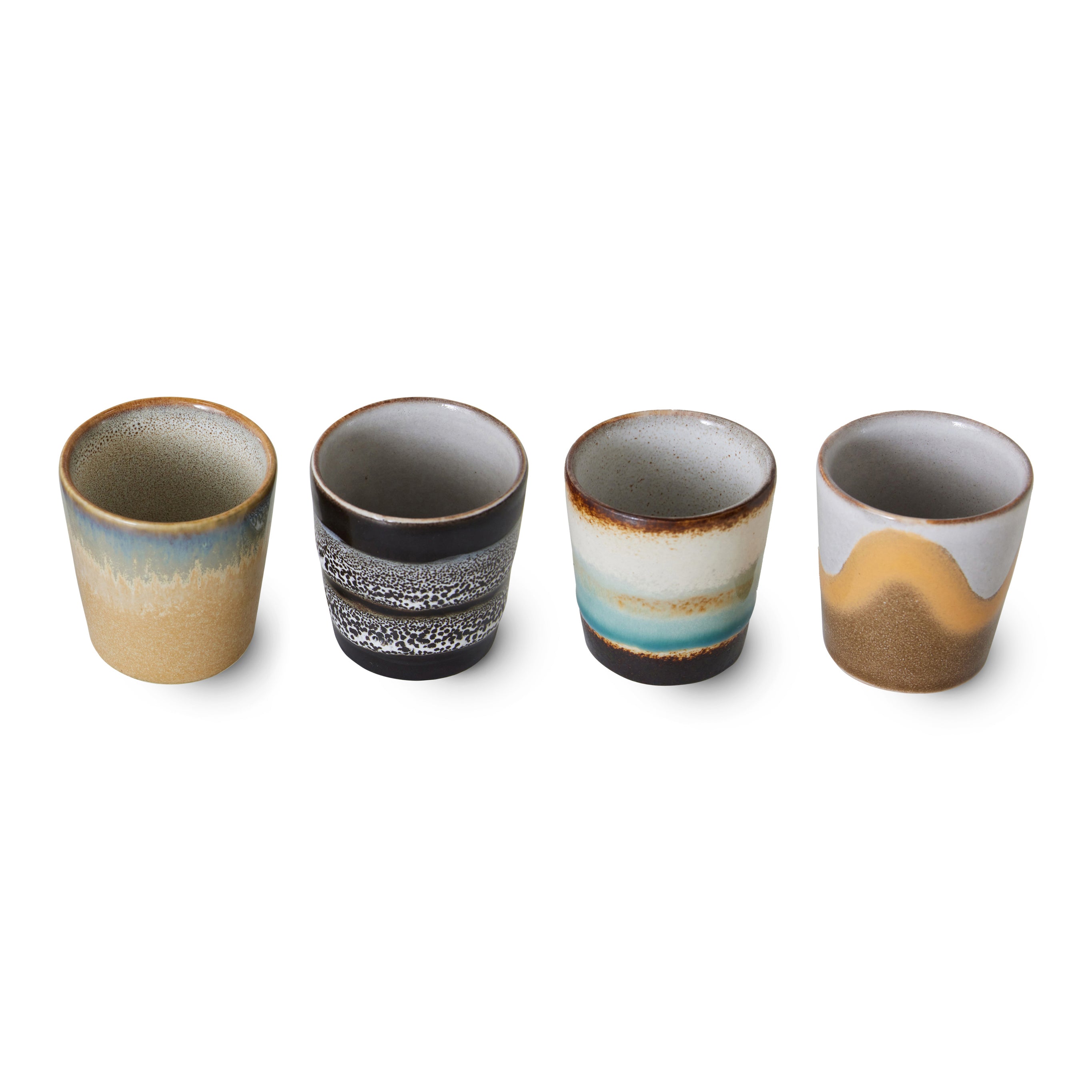 HKliving 70's Ceramics Eierdopjes Set van 4 - Granite