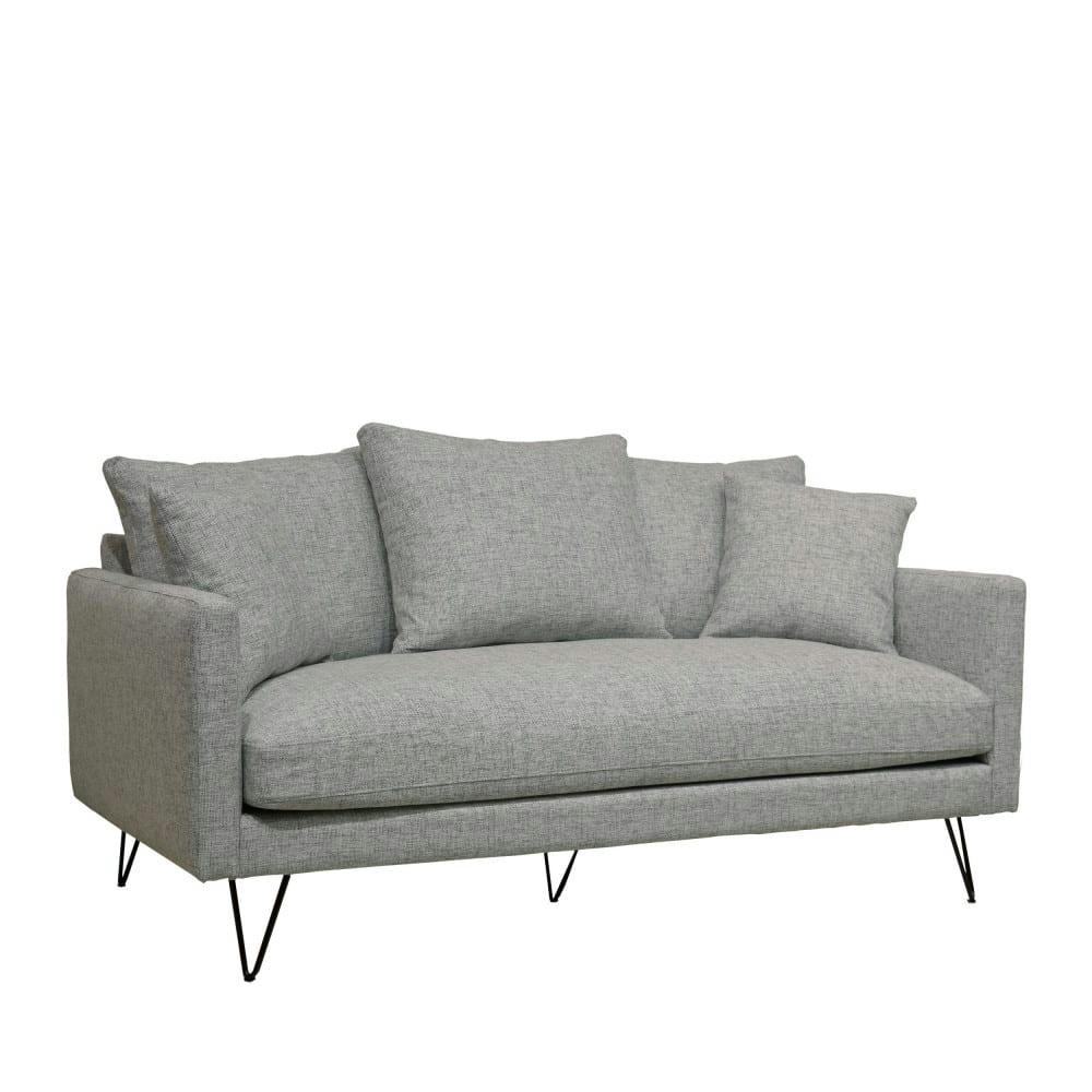 VILLABON - Canapé 3 places en tissu pieds épingles noirs gris