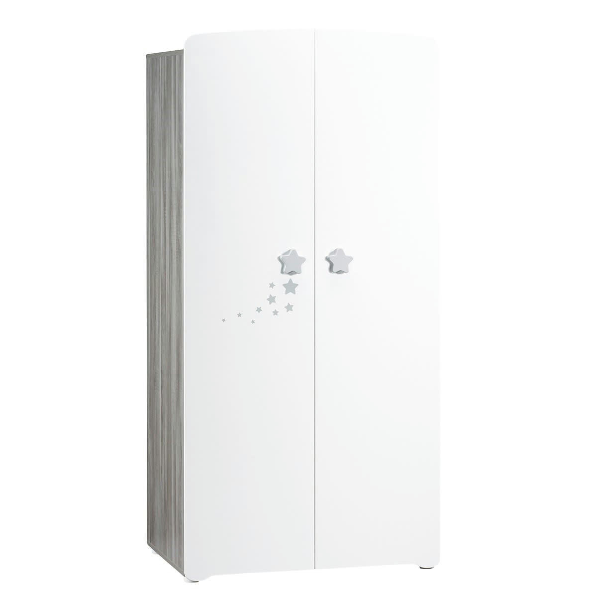 NAO - Armoire 2 portes bébé 175x85x56cm en bois blanc