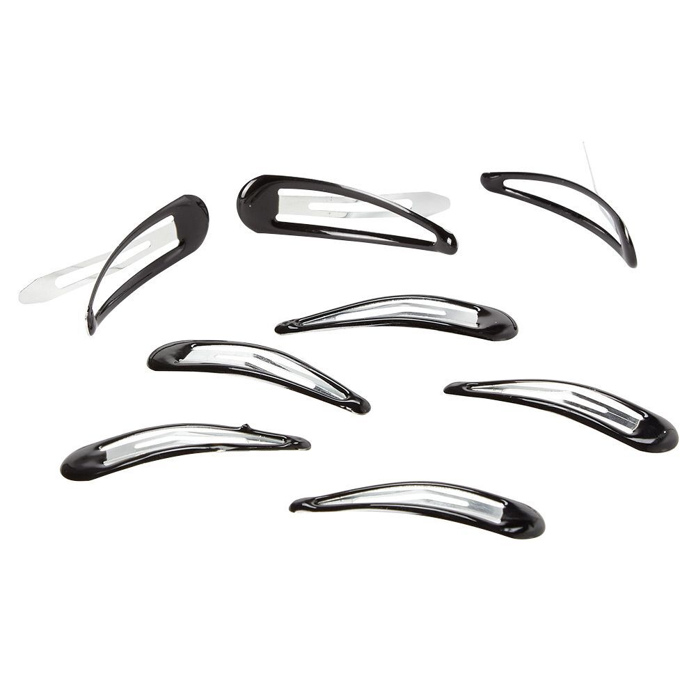 Barrette clic clac métal noir brillant x8