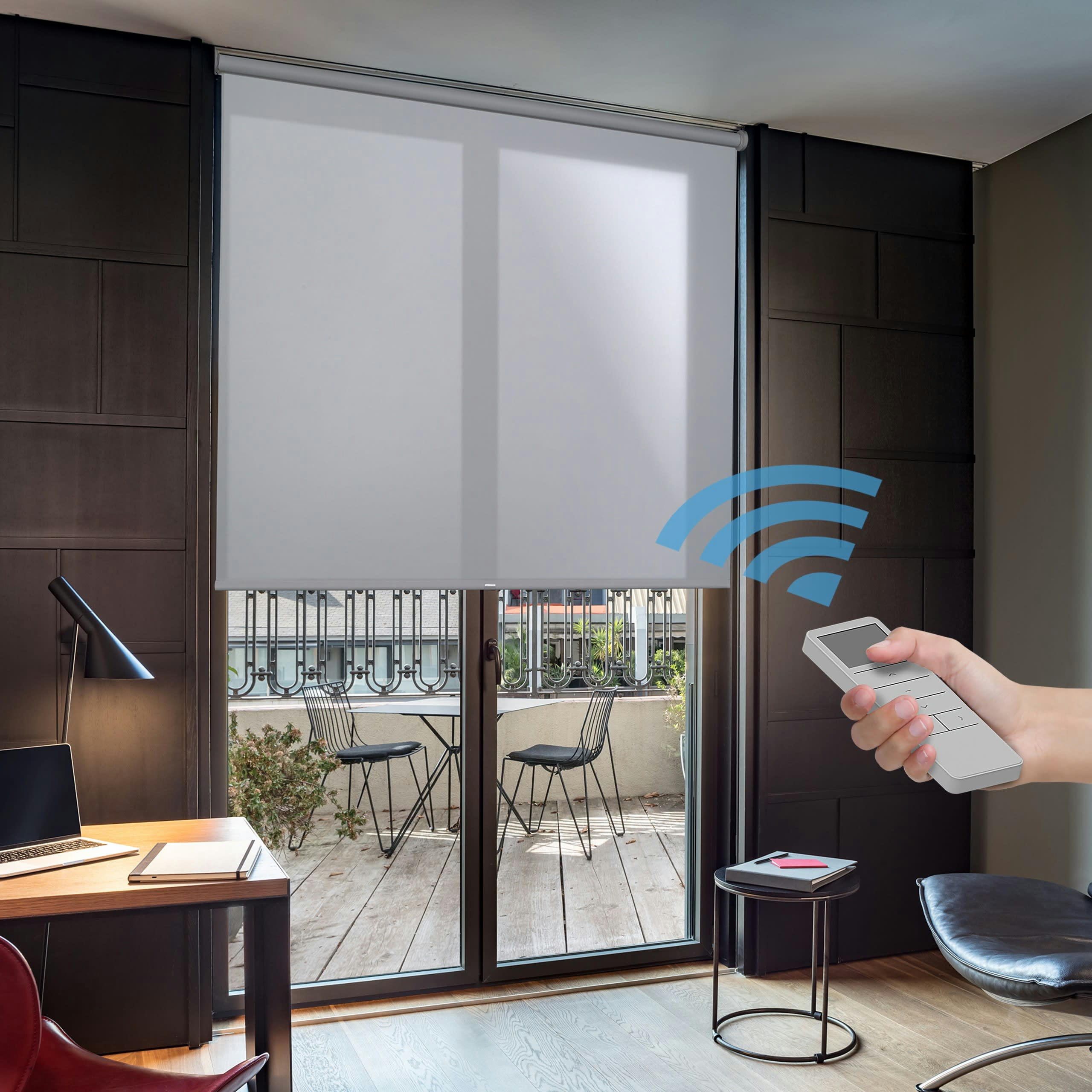 TRANSLUCIDE MOTORISÉ - Store enrouleur motorisé translucide gris 150 x 250 cm