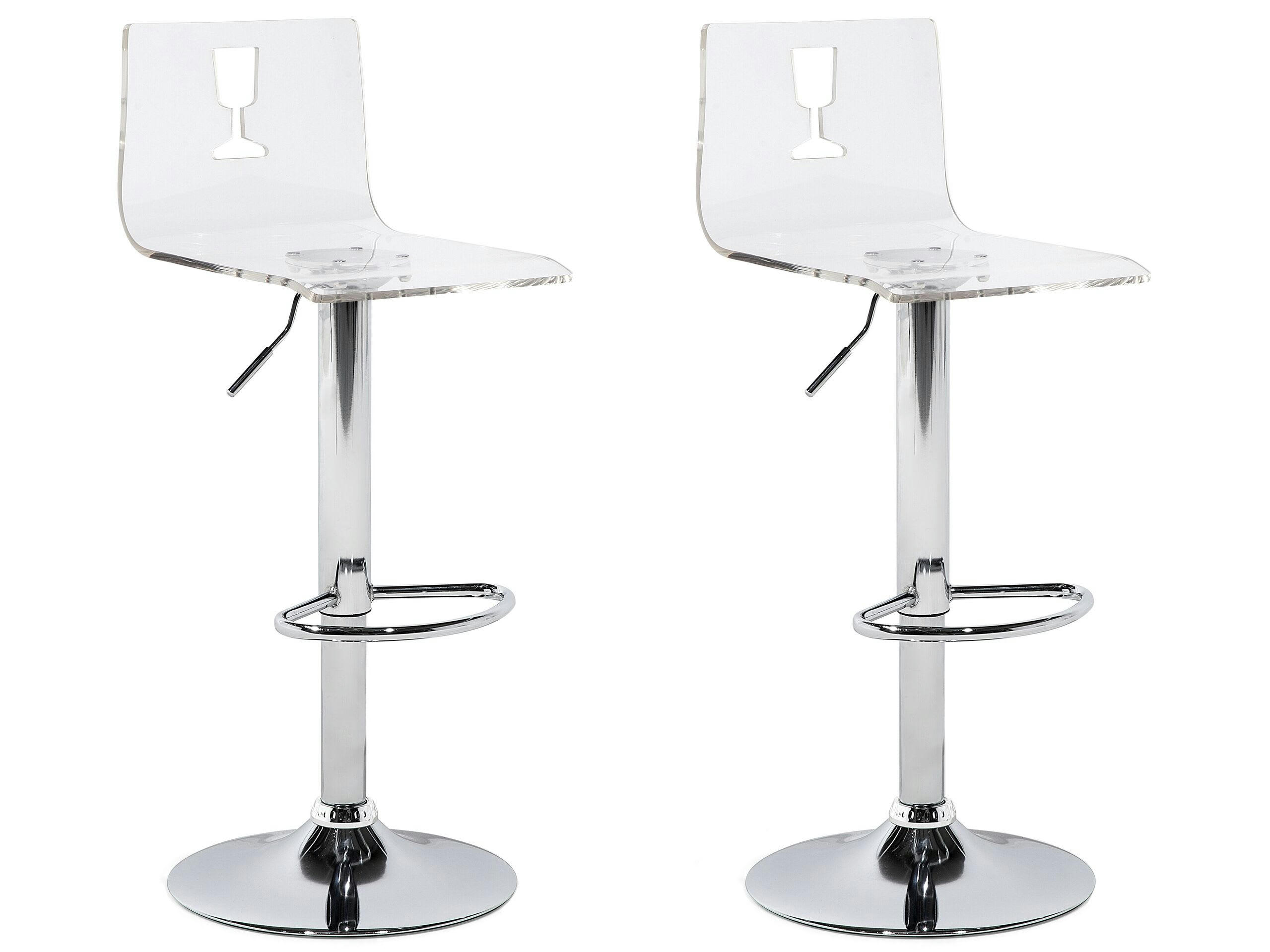 BUSAN - Set de 2 chaises de bar transparentes blanches