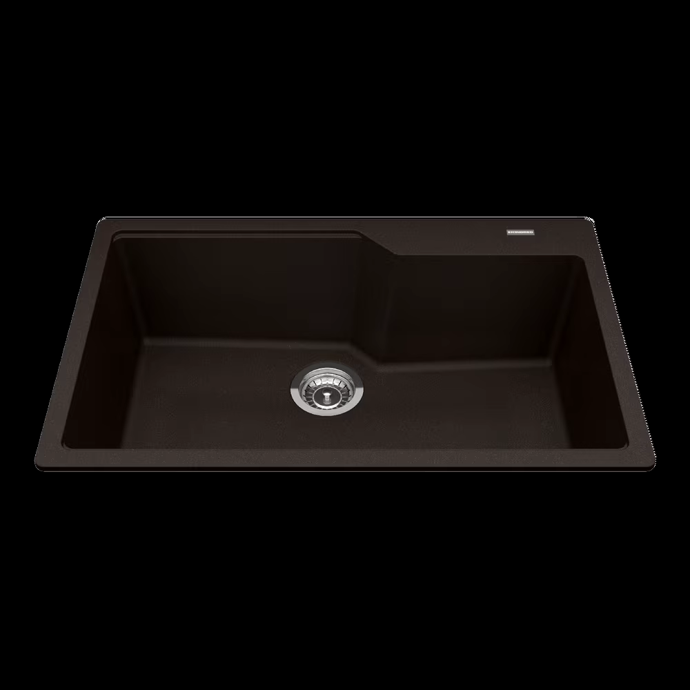 Kindred Urban Drop In Granite Single Bowl Kitchen Sink, 30.7-in x 19.69-in x 9.06-in, Mocha