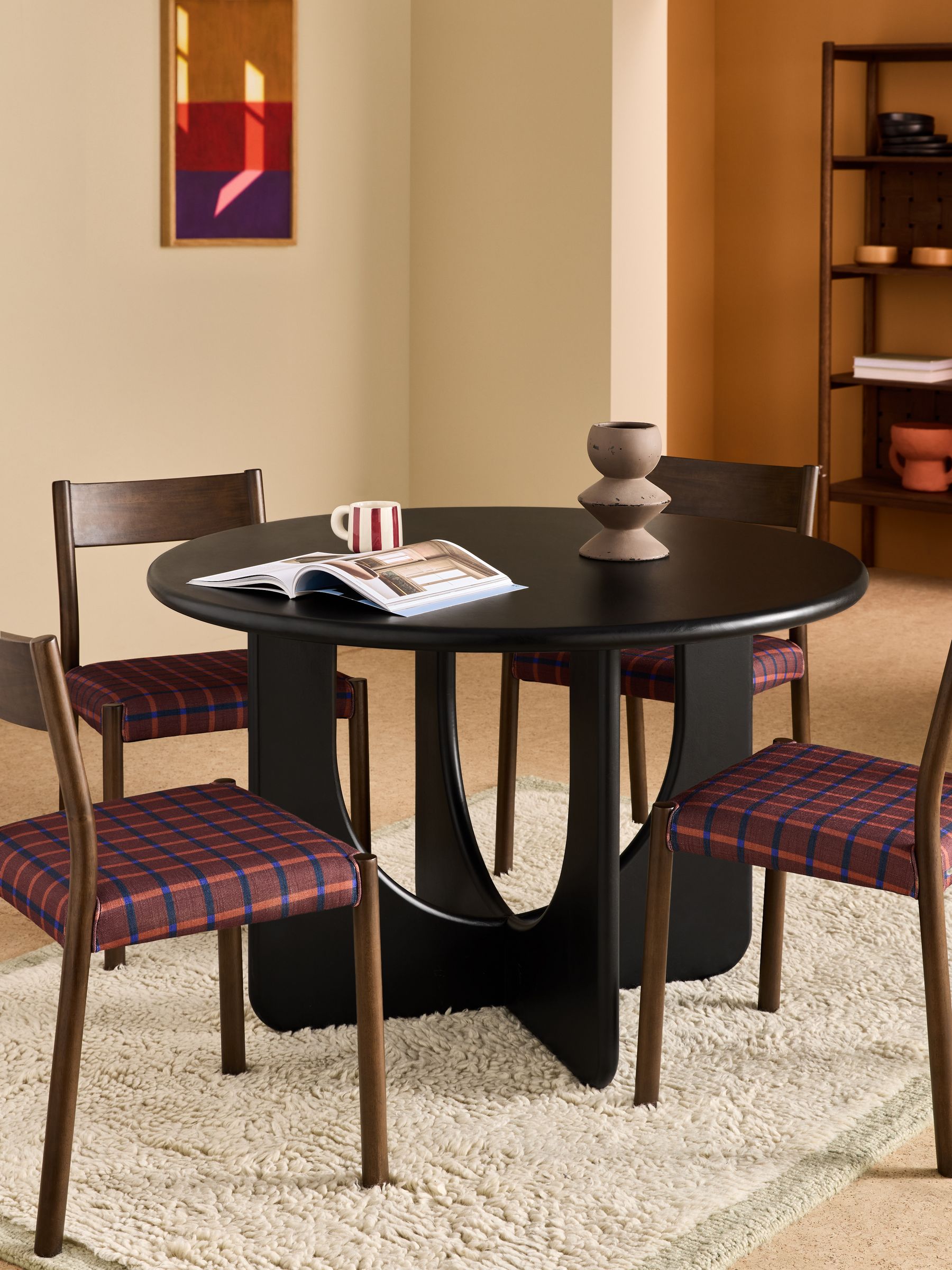 Arlo 4 Seater Round Dining Table in Black Mango Wood