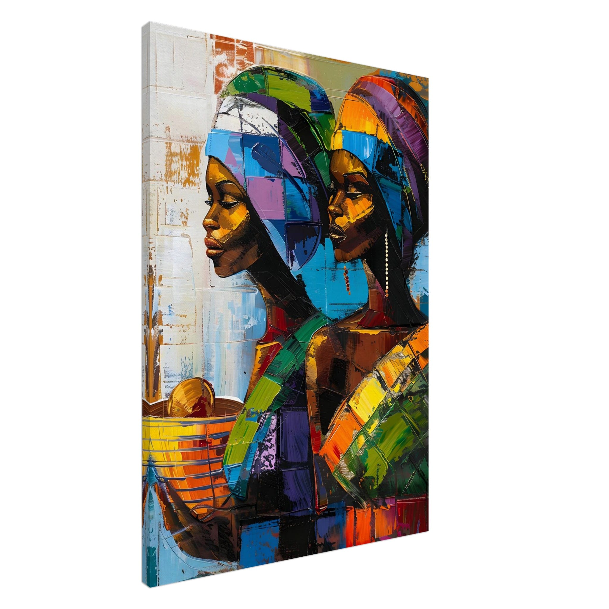 Artfulprints Canvas Colourful sisters canvas - 80x120 cm - Meerkleurig