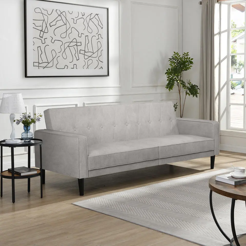 Avon - Slaapbank 3-zits in lichtgrijze stof