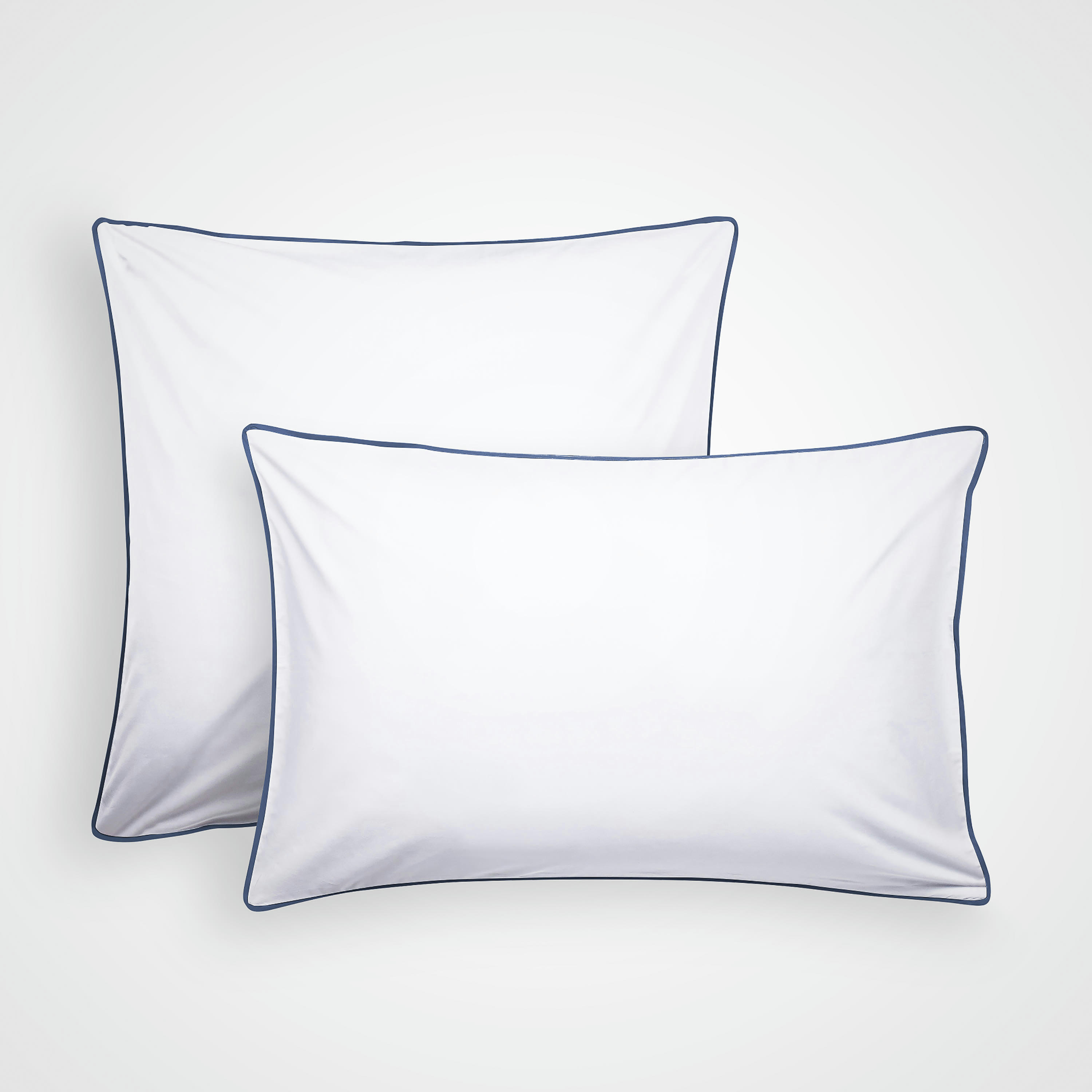 SIMPLICITÉ - Taie d'oreiller en percale de coton  50x70cm Blanc Et Bleu