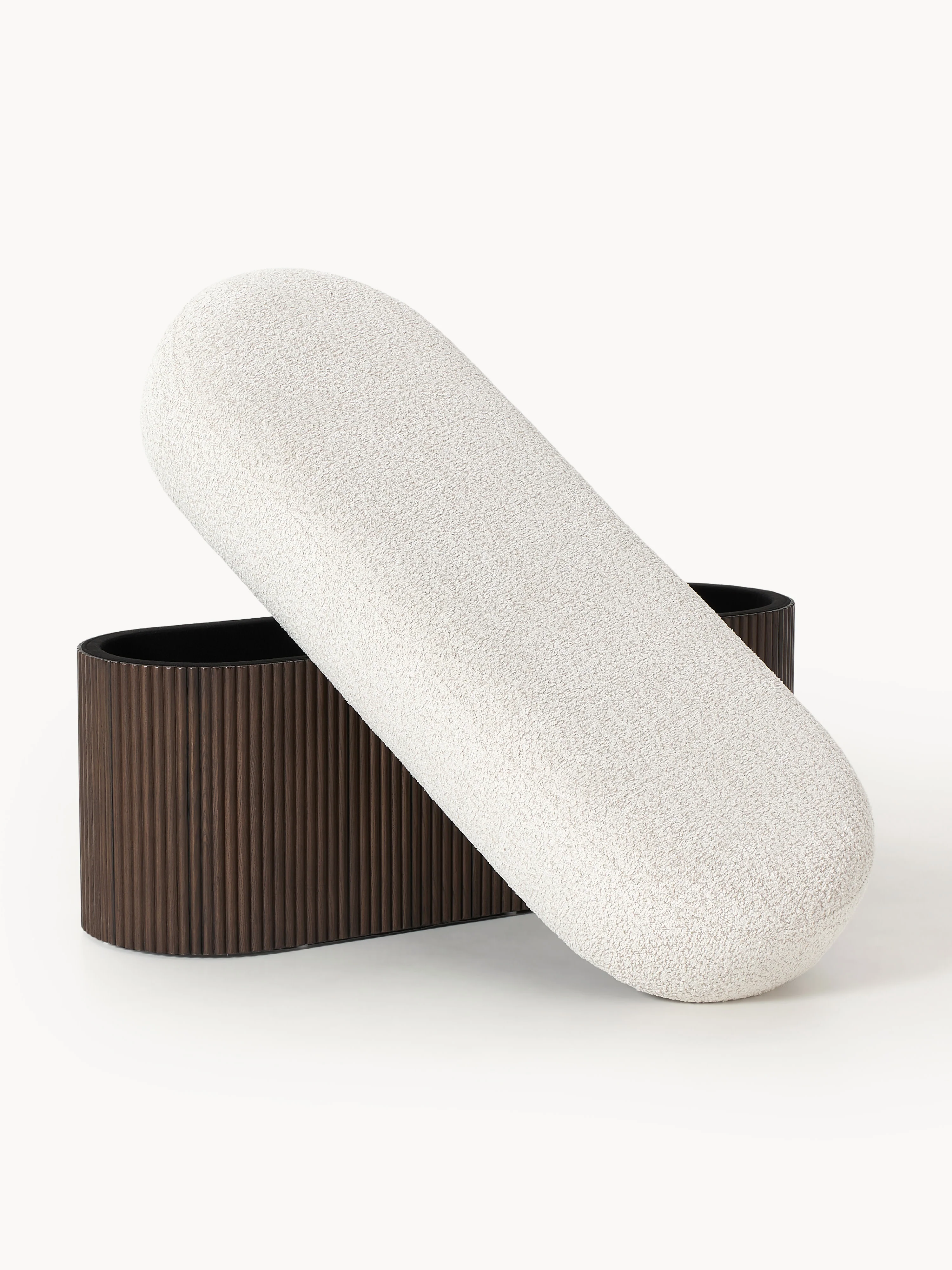 Polsterbank Nala mit Stauraum aus Teddy-Bouclé