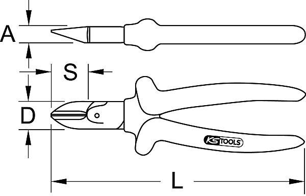 KS Tools - 115.1312 - Pince coupante diagonale standard, L. 165 mm