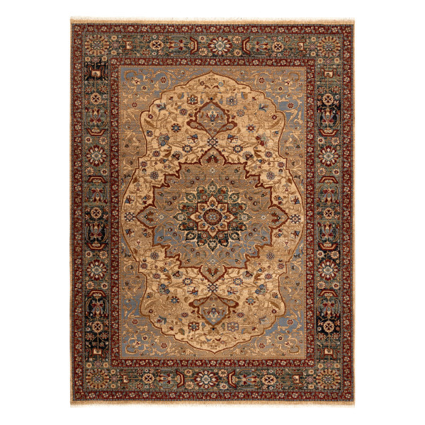 Dywan wełniany KESHAN Frędzle, Rozeta orientalny 7519/53555 80x145 cm