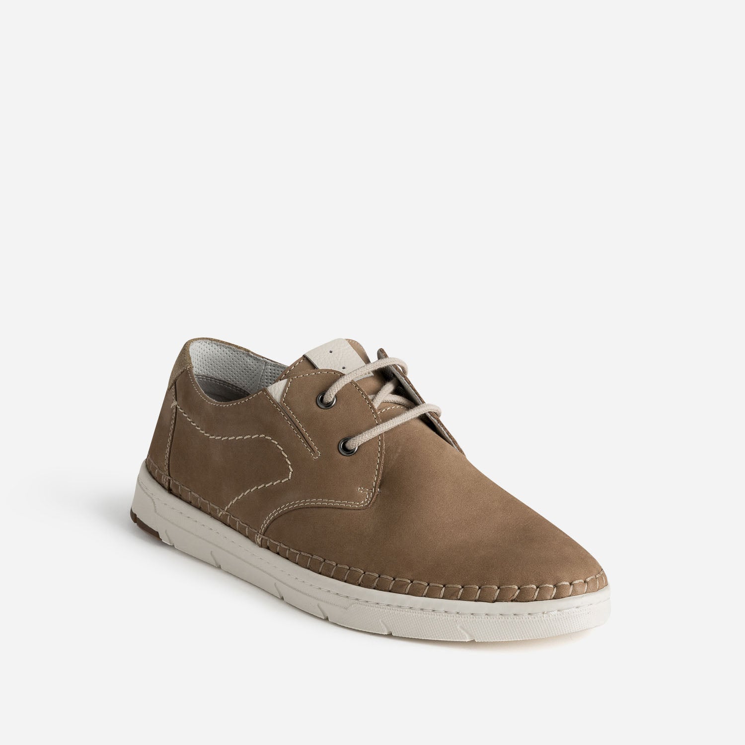 Derby confort beige foncé en cuir
