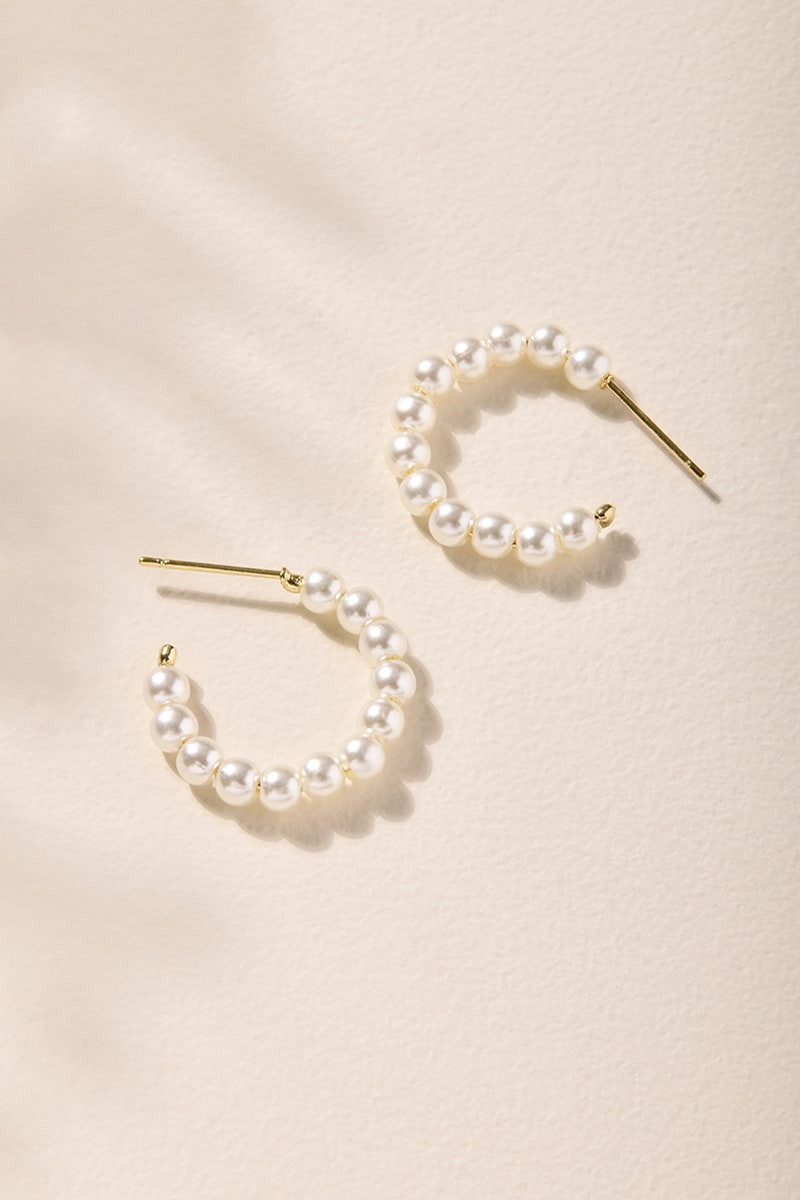 June Pearl Hoop Earrings
