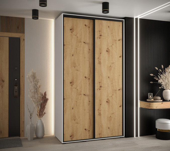 Szafa przesuwna 45 wysoka Davos 1 140 biały artisan czarny