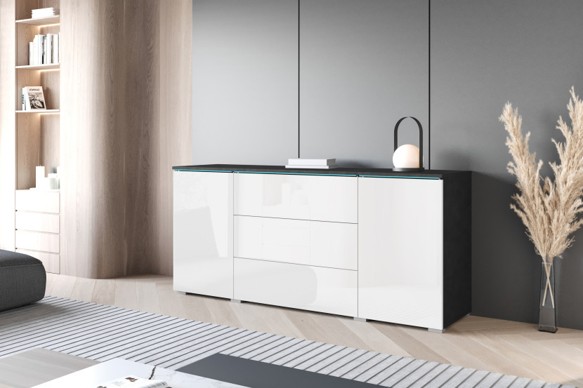 Komoda VEVE 150 cm w kolorze matera/biały połysk