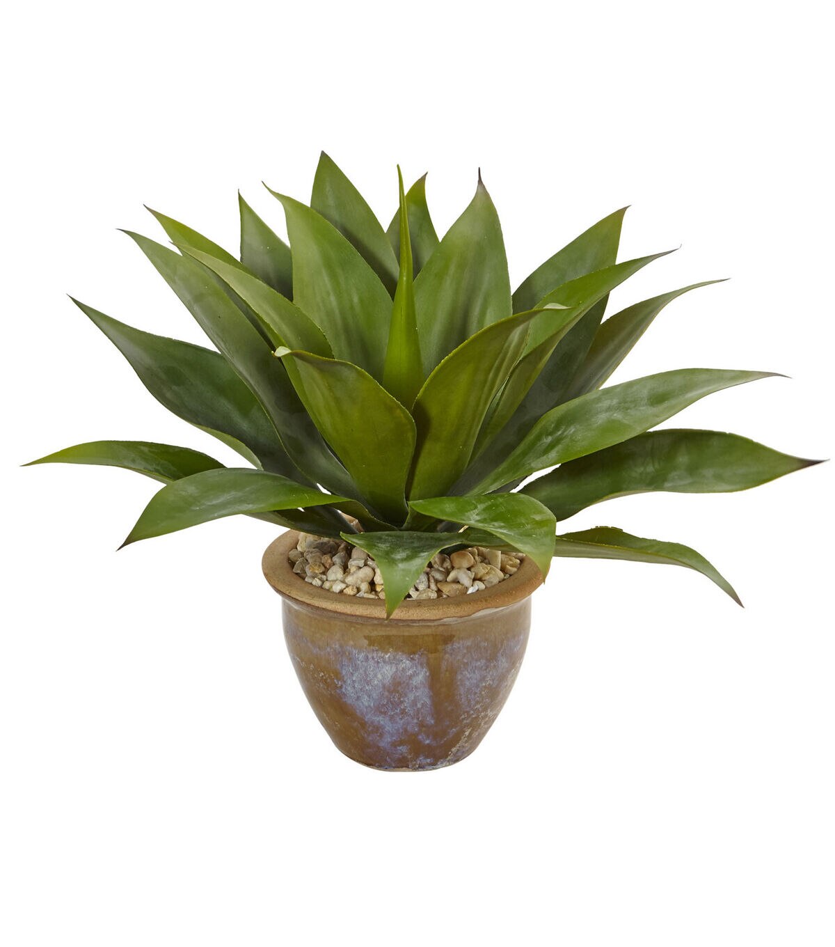 Nearly Natural 15 Agave Artificial Plant in Glazed Clay Pot