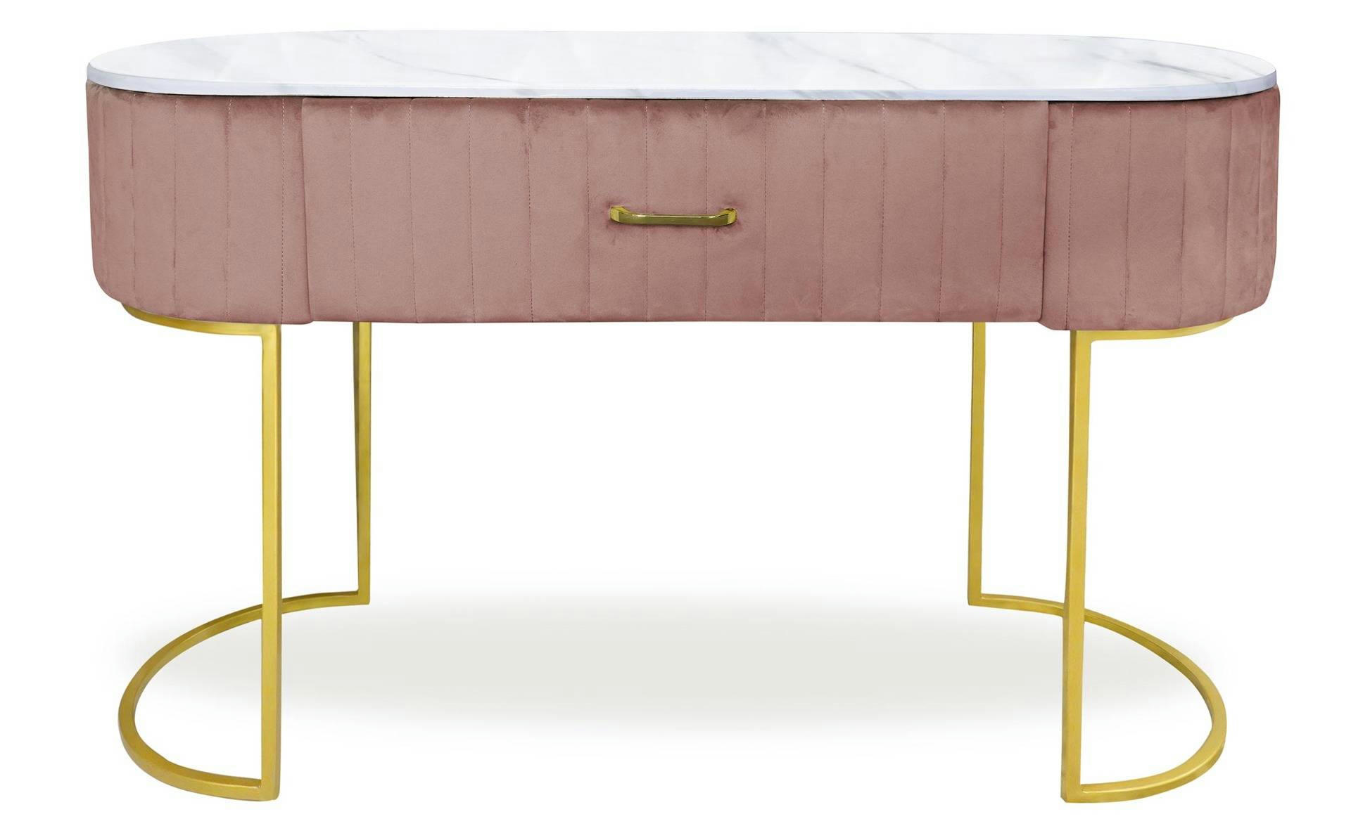 PALOMA - Coiffeuse 1 tiroir velours rose