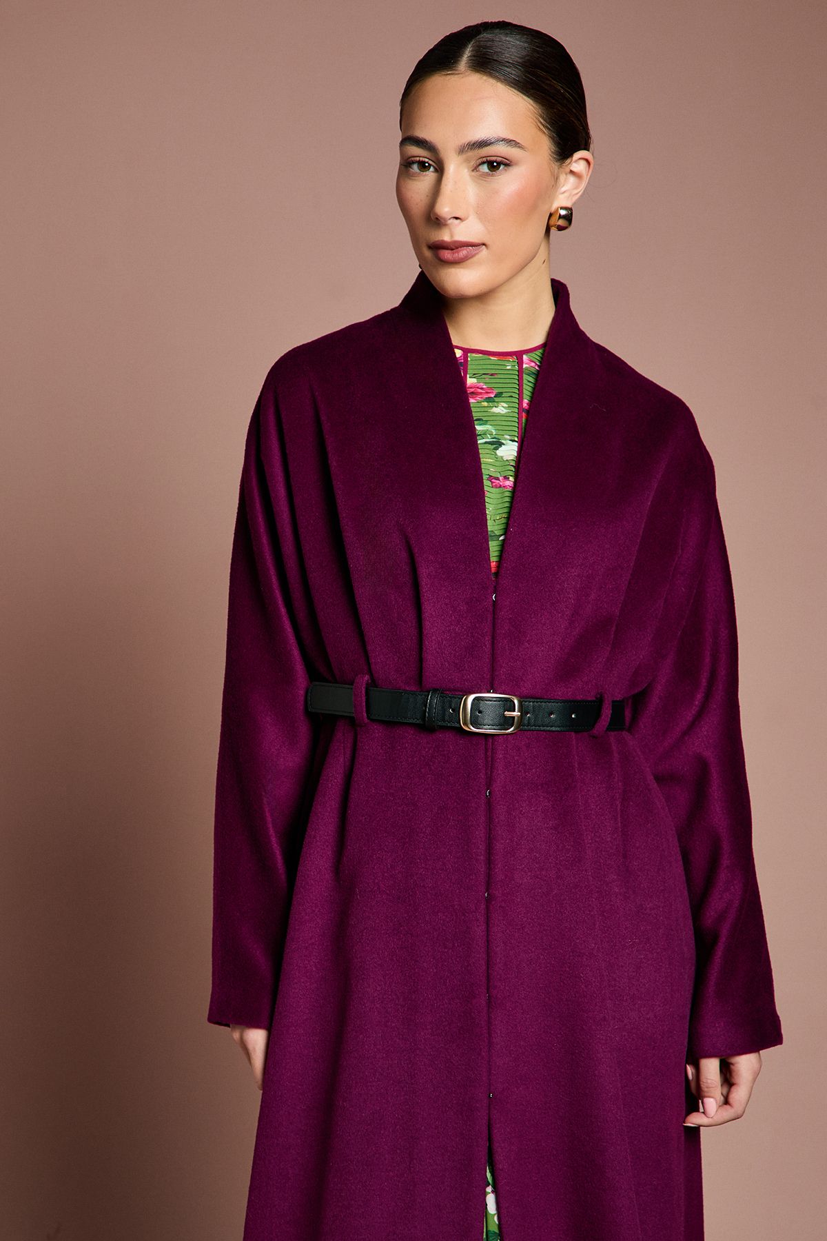 Coast Lisa Tan Occasion Belted Skirt Detail Coat