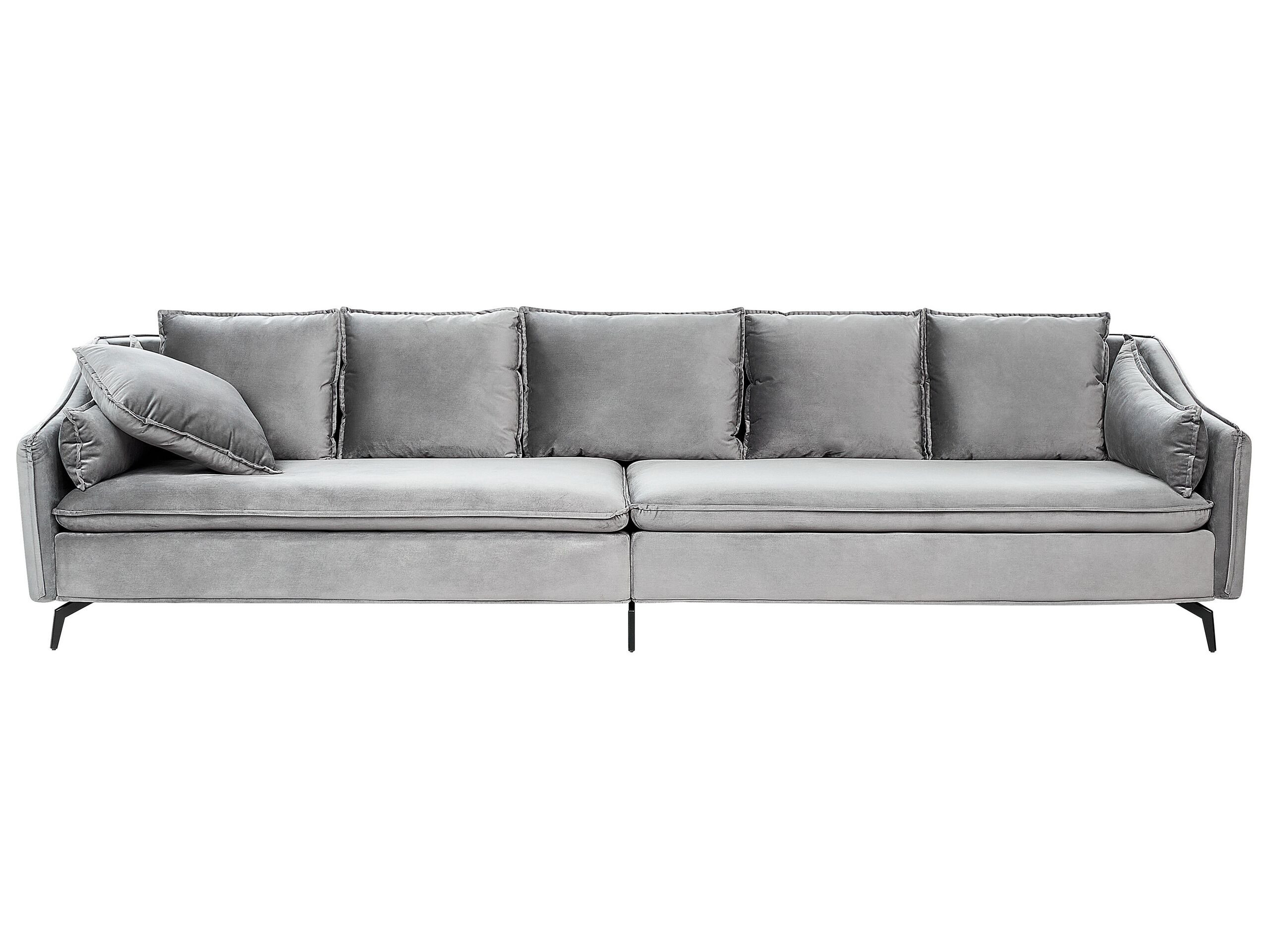 Sofa 4-osobowa welurowa jasnoszara