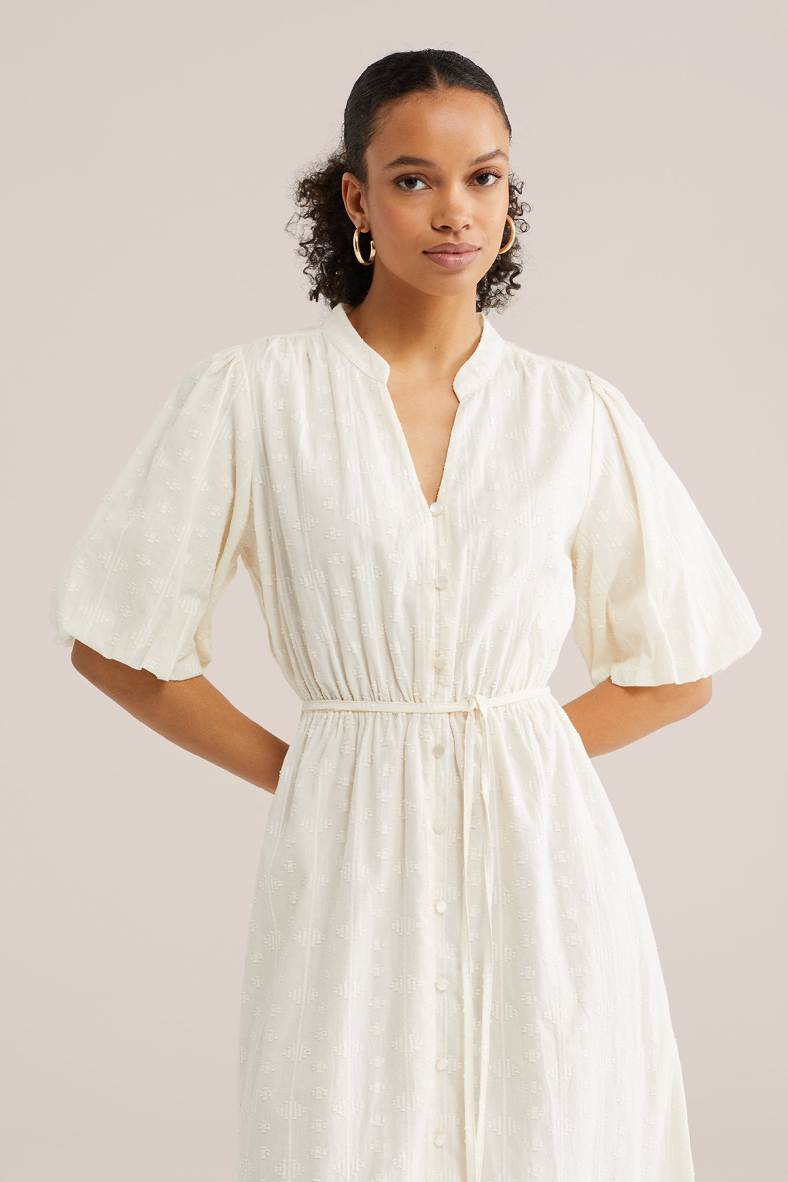 Dames midi jurk met structuur