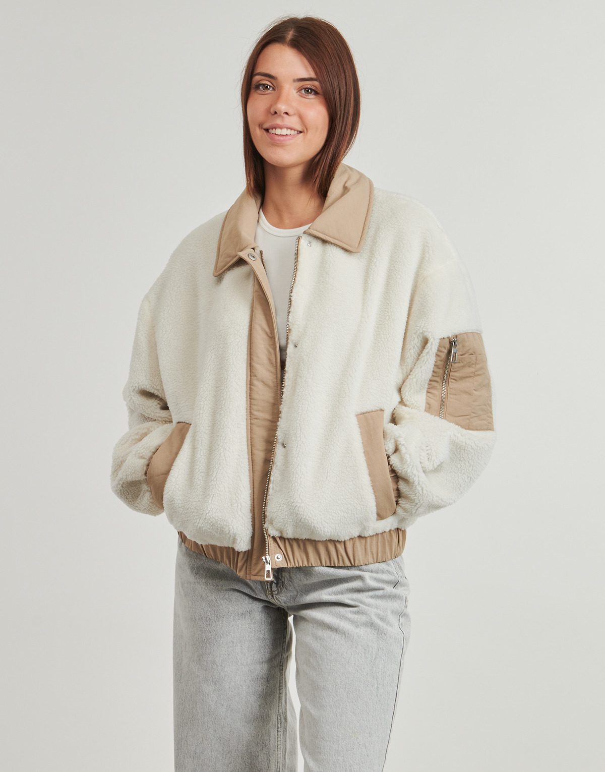 Only - ONLSIENA TEDDY MIX JACKET - Beige / Camel