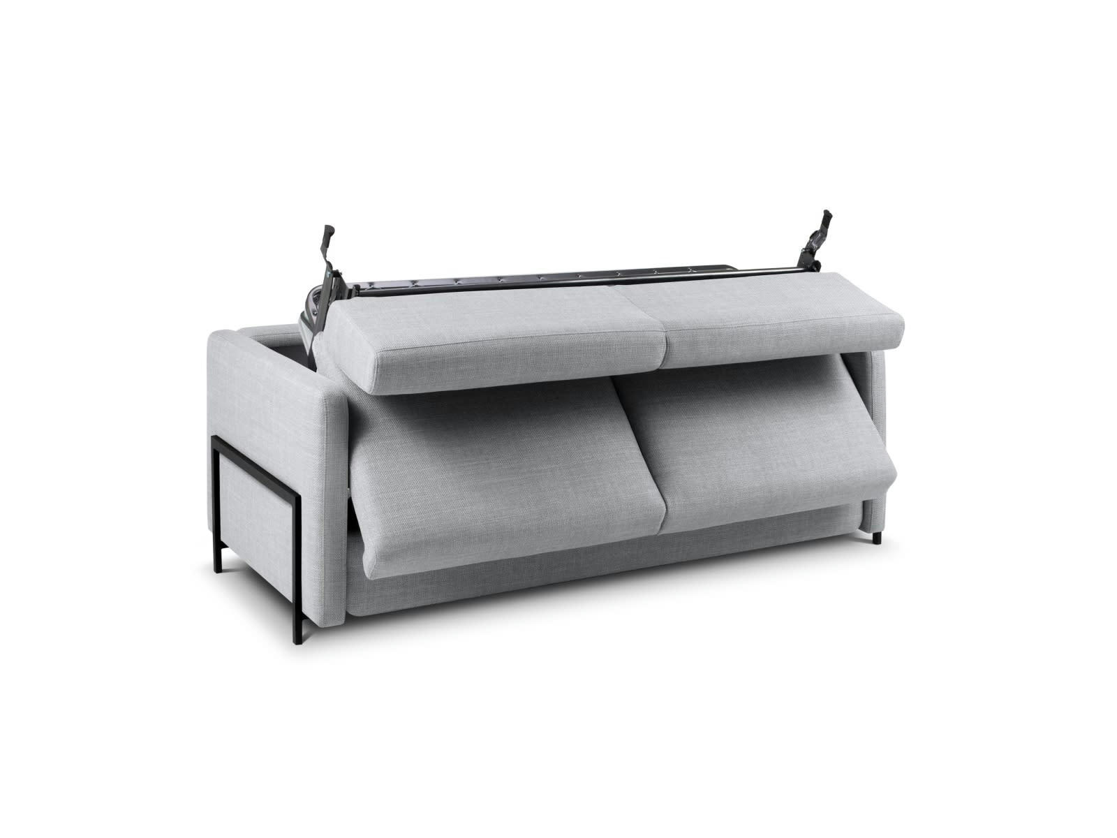 YANIS - Canapé Convertible 2 places en Tissu Structurel Gris Clair