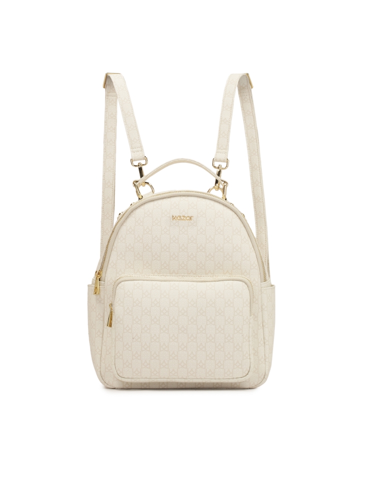 Patterned backpack in neutral color
