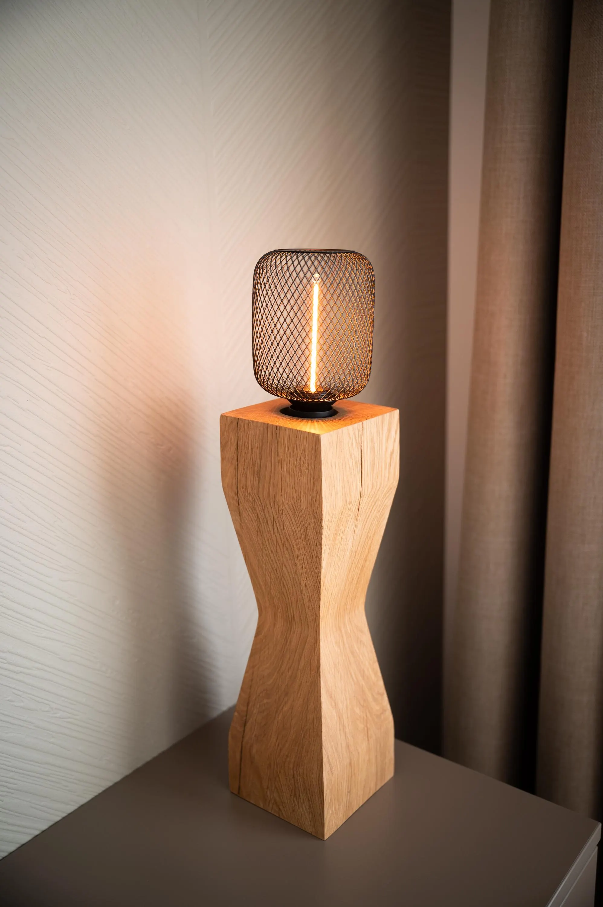 Modern Solid Oak Nightlight, Minimalist Oak Wood Lamp, Scandinavian Style Bedside Lighting