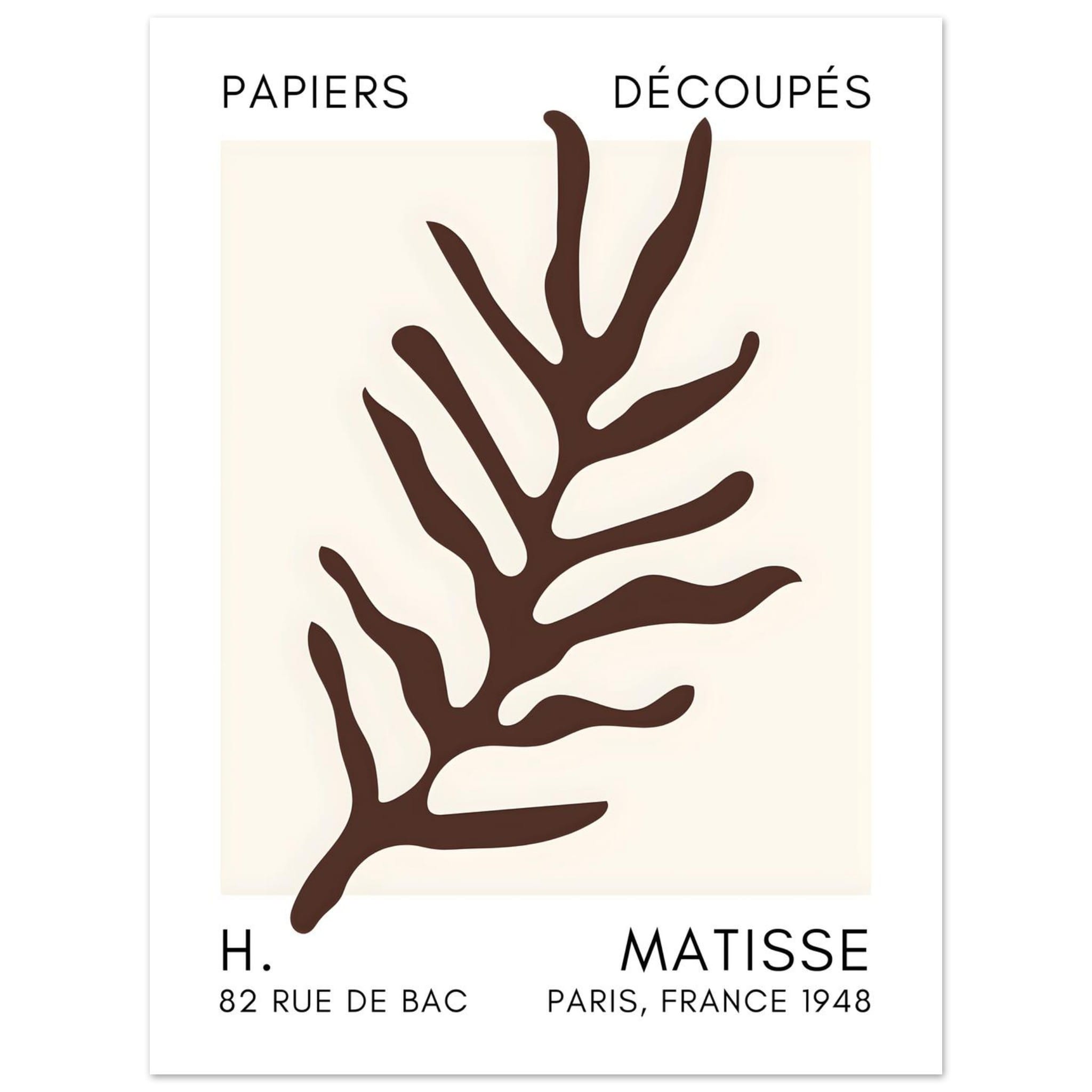 Artfulprints Poster Matisse – Ocean flora brown  - 30x40 cm - Bruin