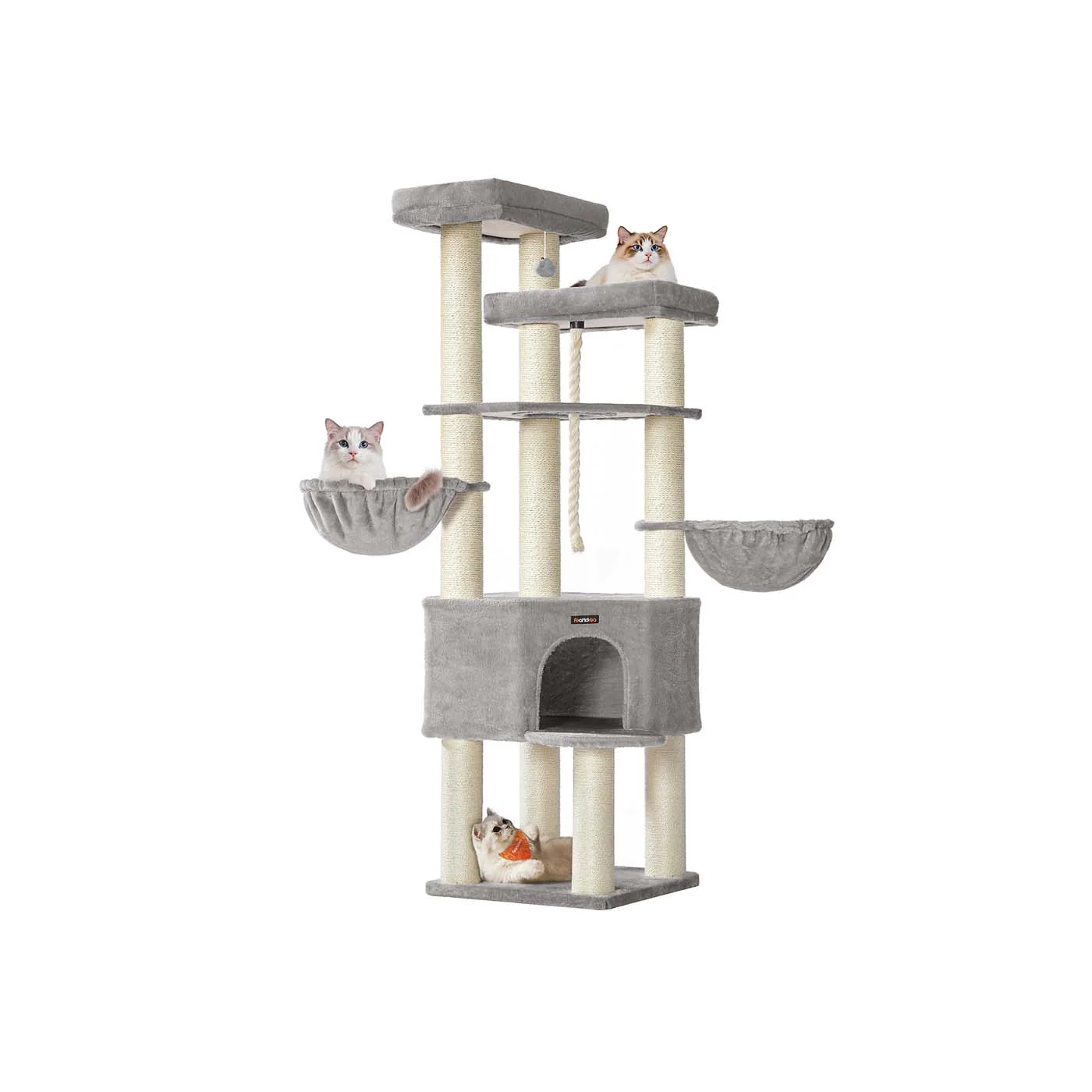 Arbre à chat spacieux à plusieurs niveaux