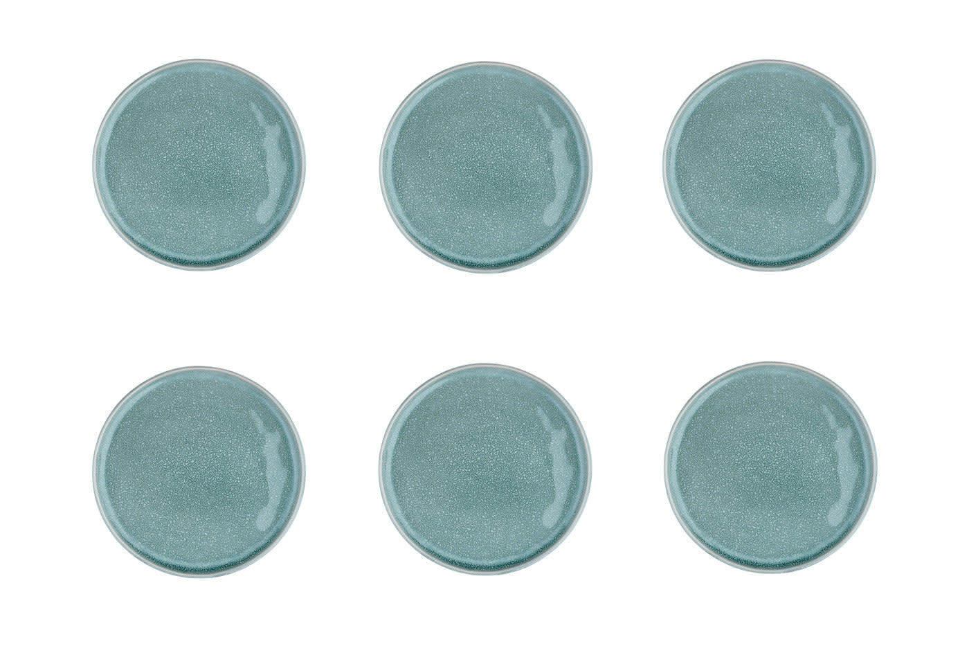 MAGMA - Lot de 6 assiettes à dessert en grès bleu D20