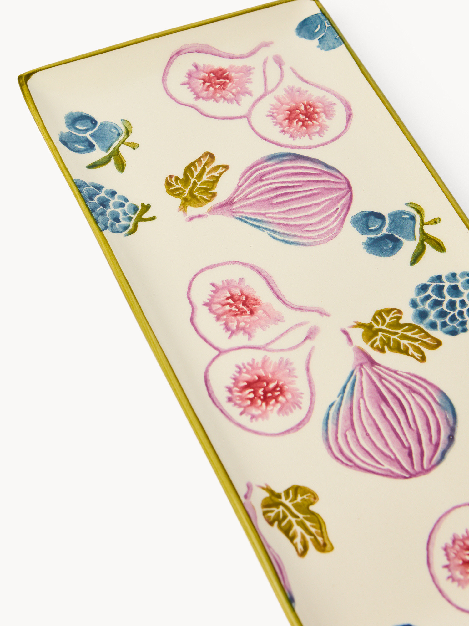 Vassoio in ceramica motivo fichi dipinto a mano