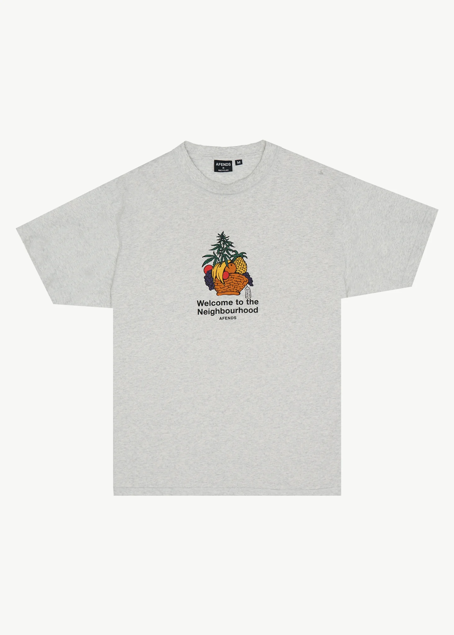 AFENDS Mens Farmers Market - Heavyweight Boxy Tee - Grey Marle