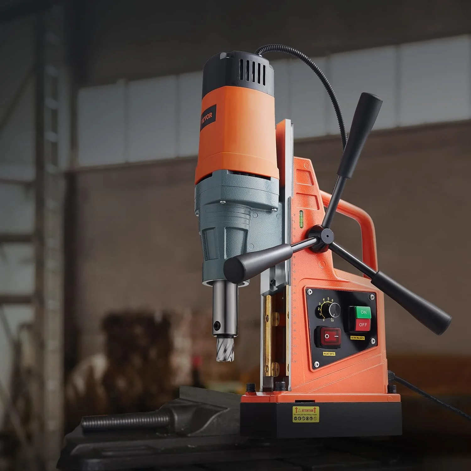 Mag Drill Press, 1550W 2 Boring Diameter, 2922lbf Power Magnetic Drill, 500 PRM, 10-Speed, Electric Drilling Machine for Metal Surface, Industrial and Home Improvement(W/ 2'')