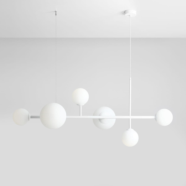Lampa wisząca biała Dione 6xE14x15W wym: 110x130x62 cm Aldex