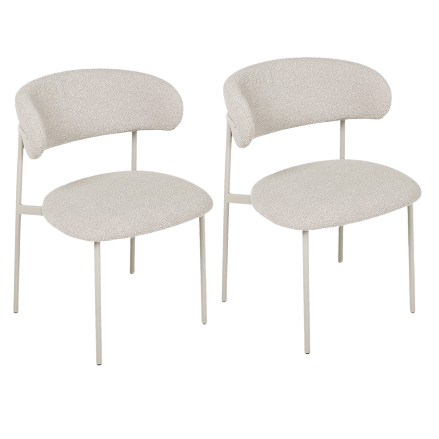Furnhouse eetkamerstoel Diana - Beige - Stof (Bouclé) - Set van 2