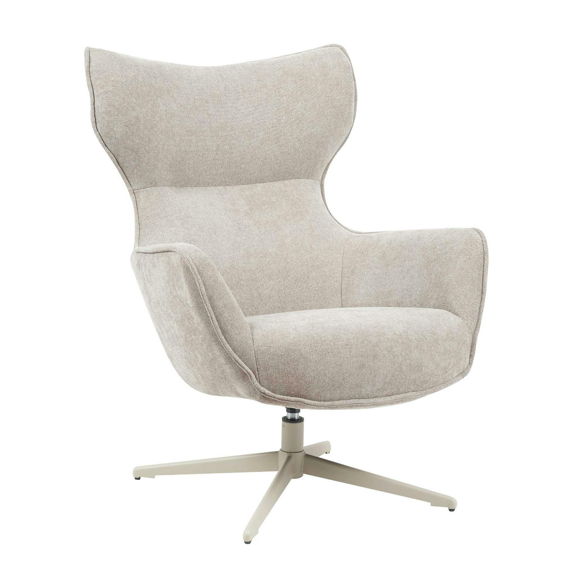 Fauteuil pivotant design en tissu taupe BELORA