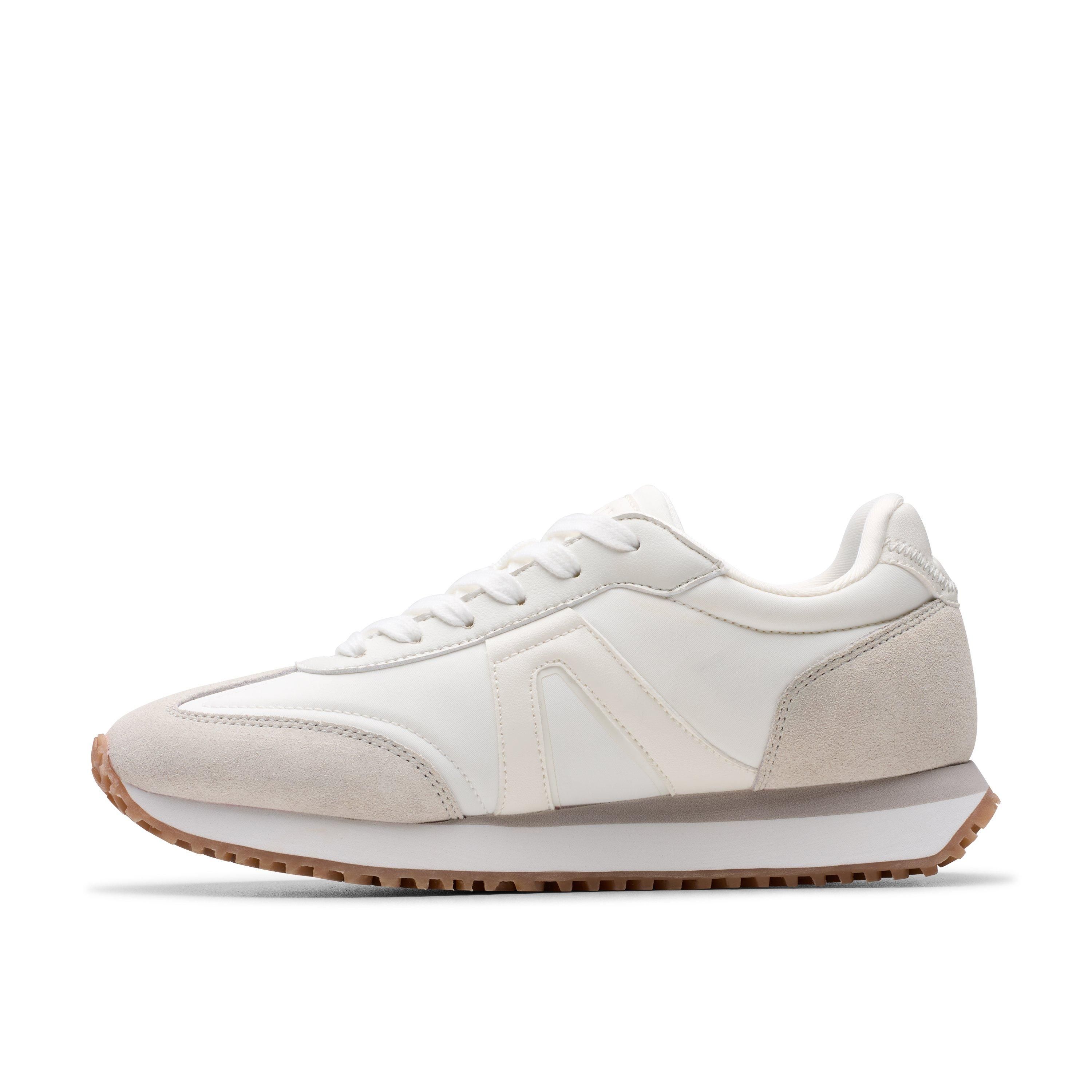 Clarks Calo Run White Combination Trainers,Lace Up